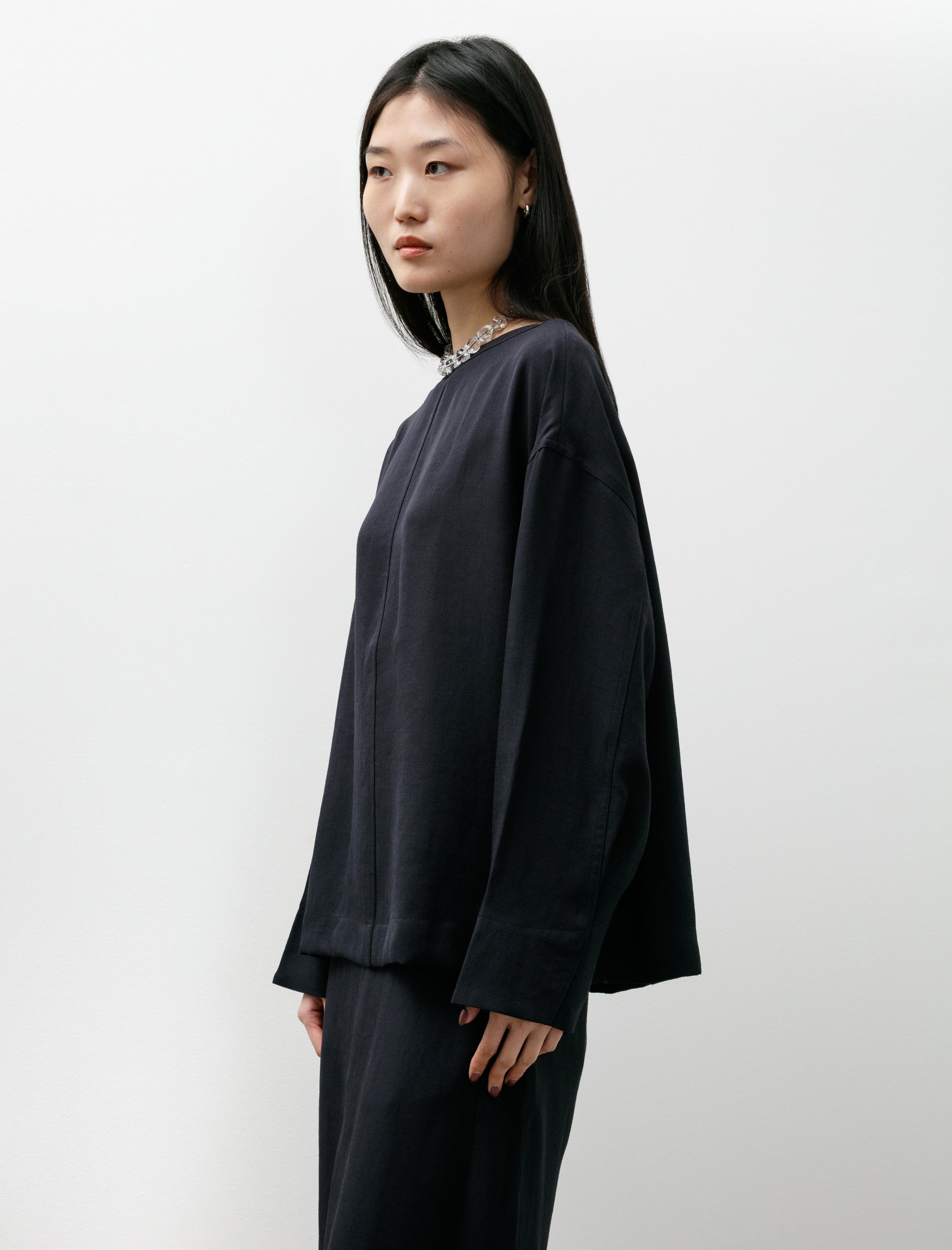 Studio Nicholson Lory Boat Neck Top Darkest Navy