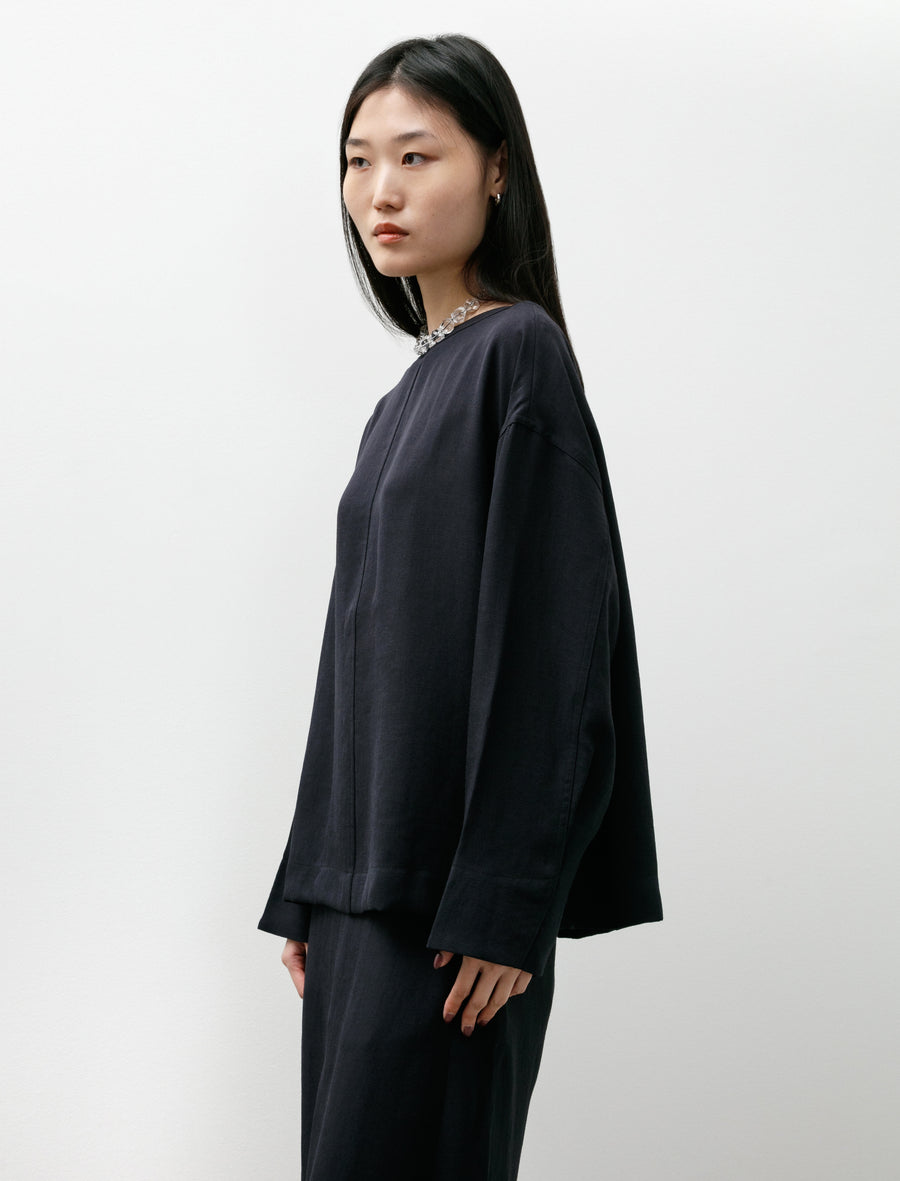 Lory Boat Neck Top Darkest Navy - Image 2