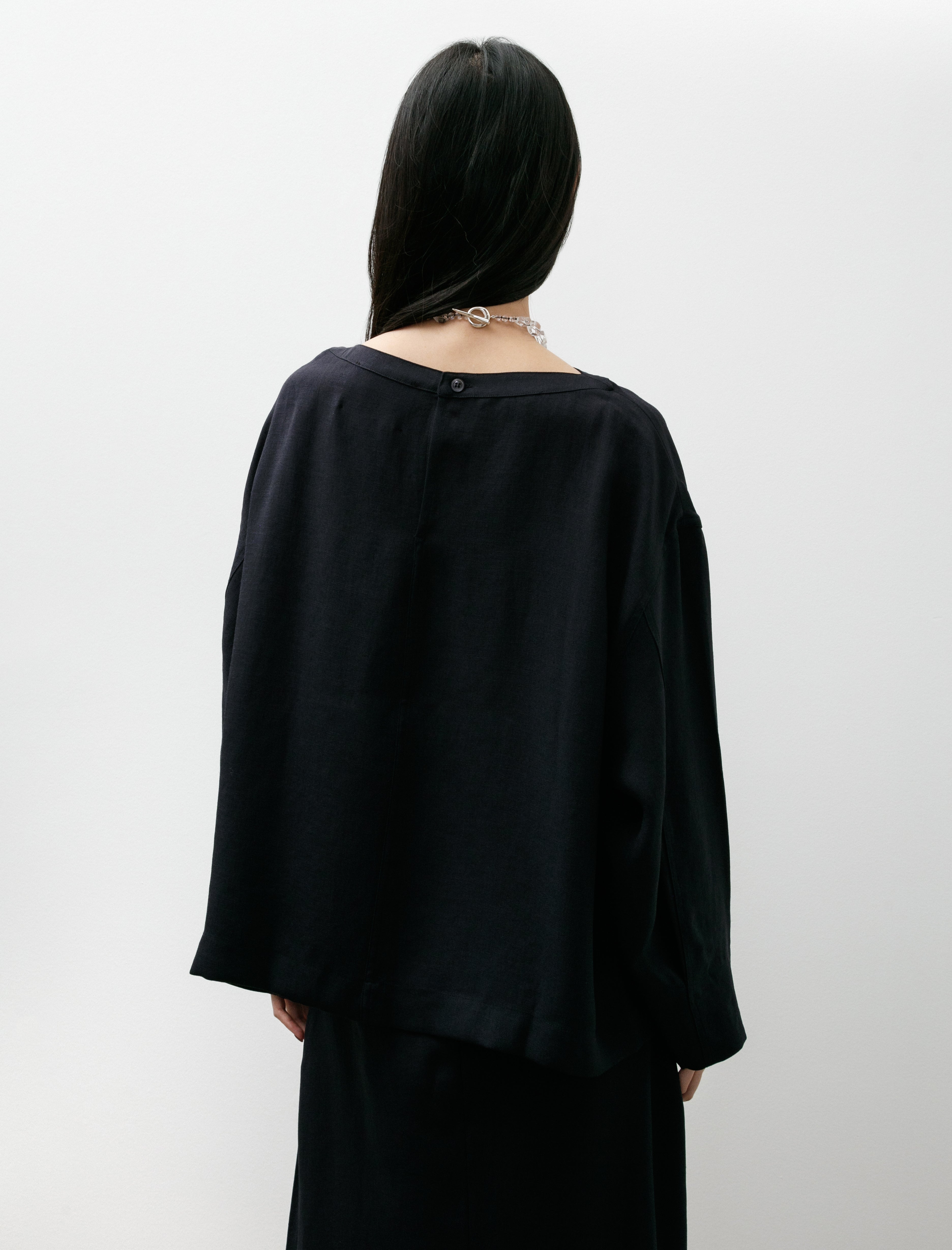Studio Nicholson Lory Boat Neck Top Darkest Navy