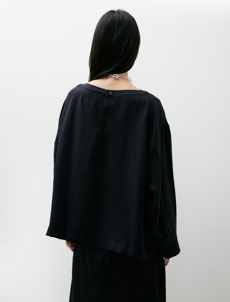 Lory Boat Neck Top Darkest Navy - Image 3