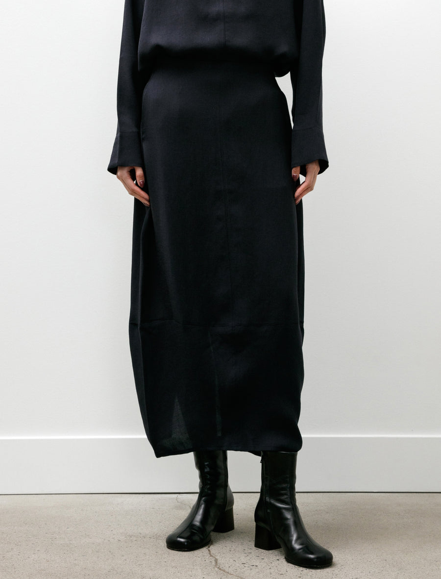 Beni Round Skirt Linenlike Twill Darkest Navy - Image 2