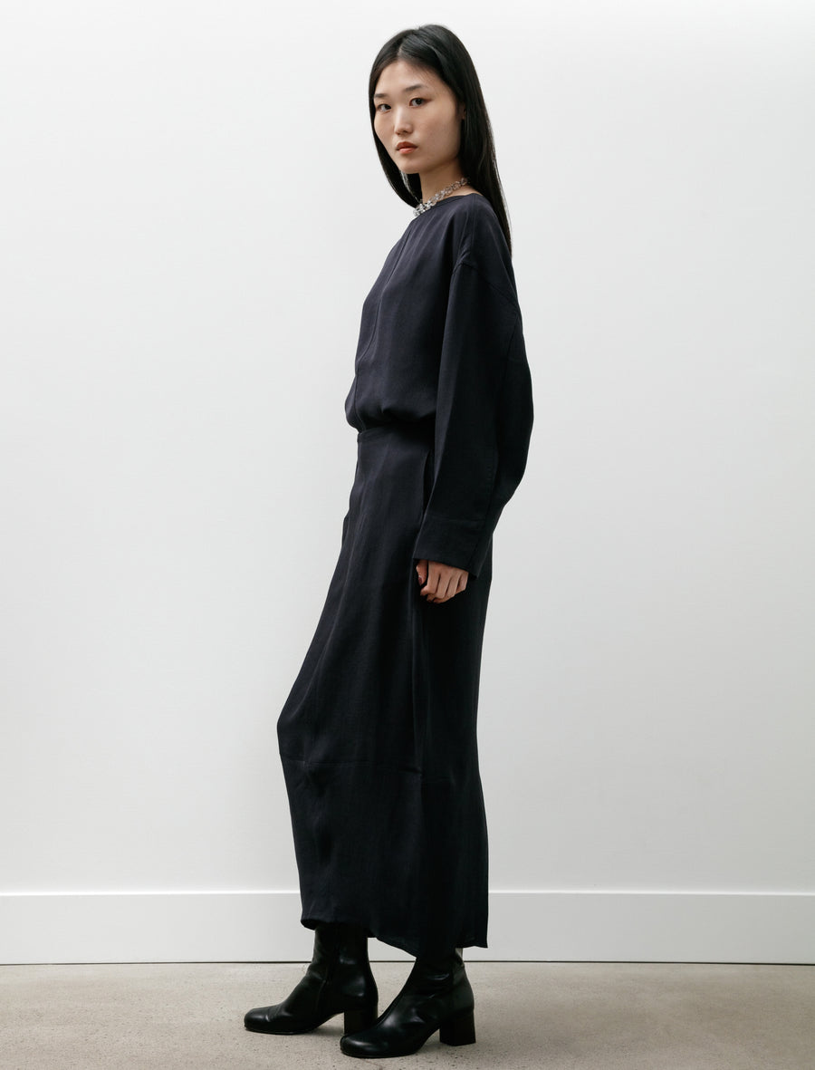 Beni Round Skirt Linenlike Twill Darkest Navy - Image 3