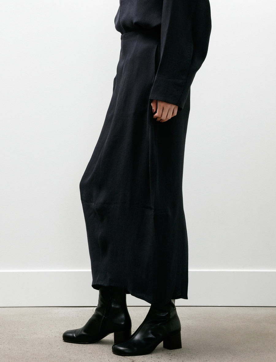 Beni Round Skirt Linenlike Twill Darkest Navy - Image 4