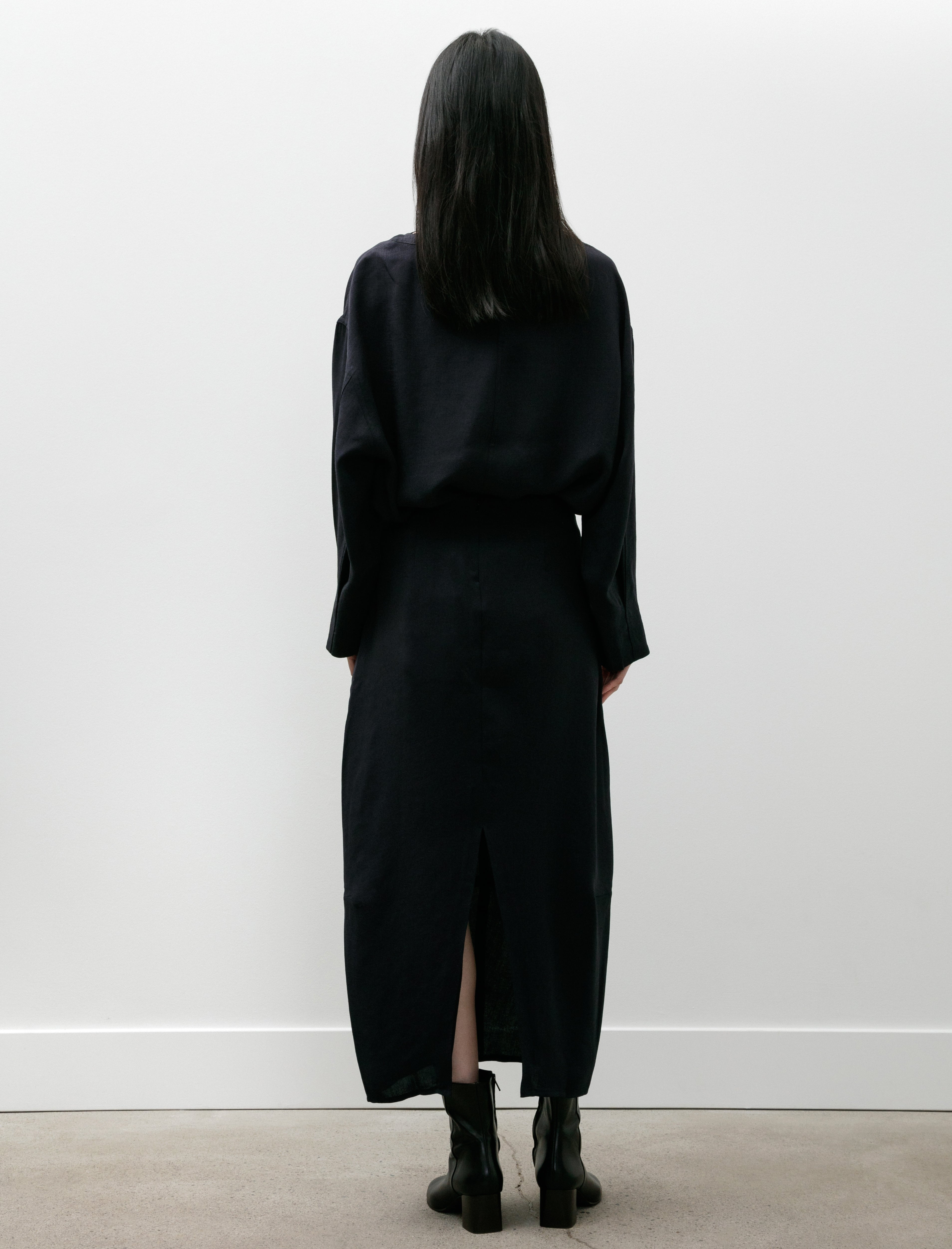 Studio Nicholson Beni Round Skirt Linenlike Twill Darkest Navy