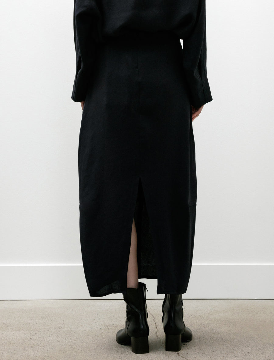 Beni Round Skirt Linenlike Twill Darkest Navy - Image 6