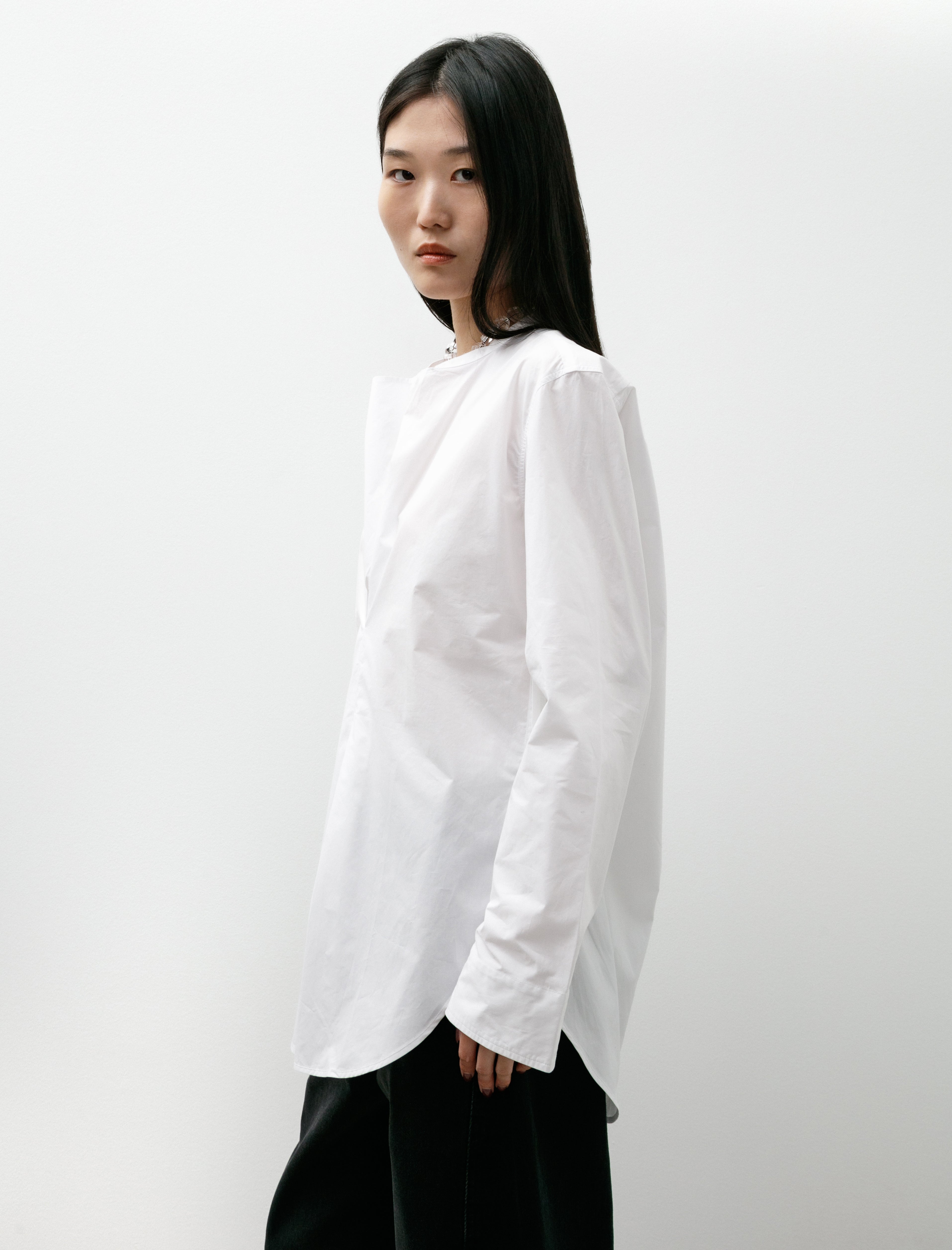 Studio Nicholson Pampa Inverted Pleat Top Washed Poplin White