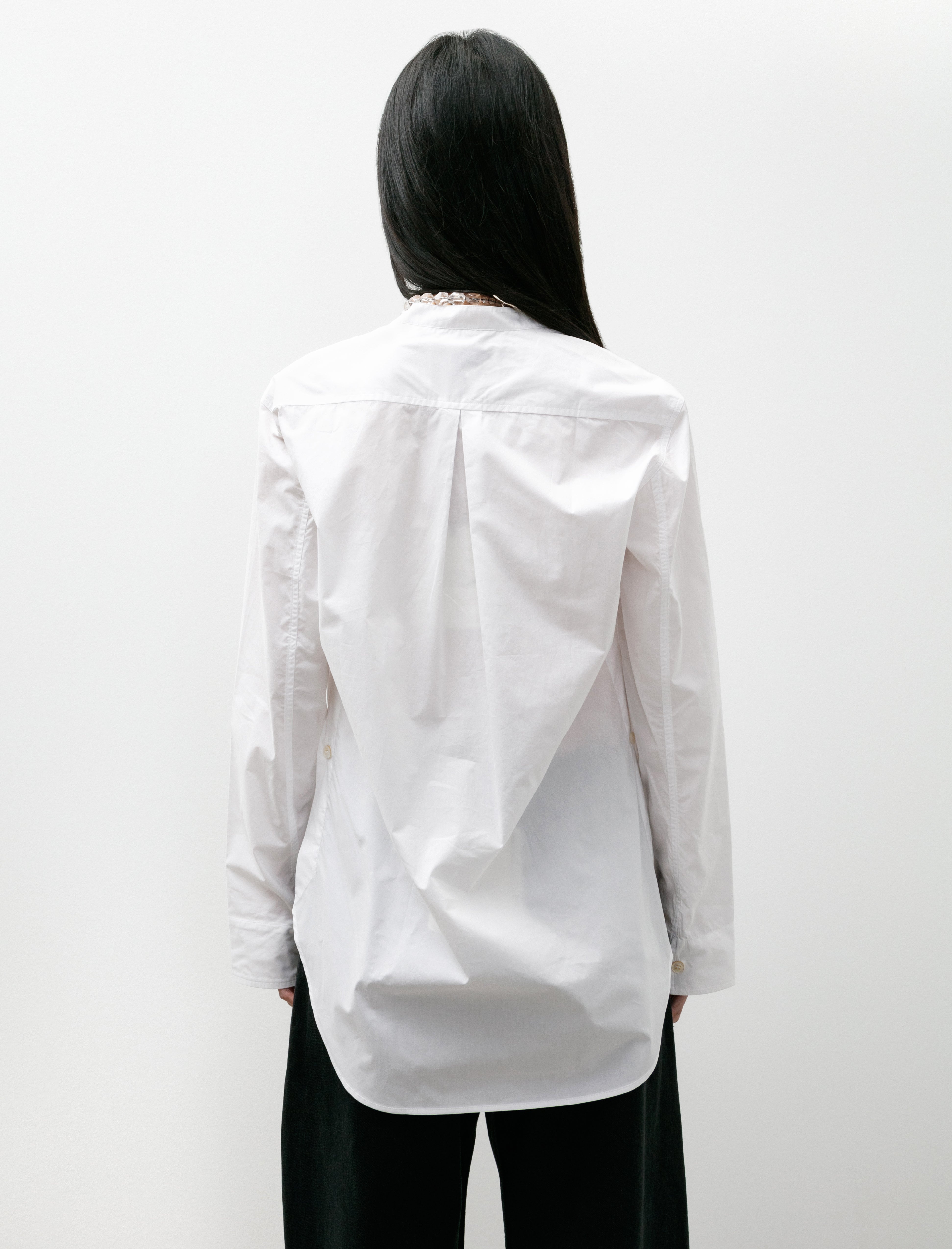 Studio Nicholson Pampa Inverted Pleat Top Washed Poplin White