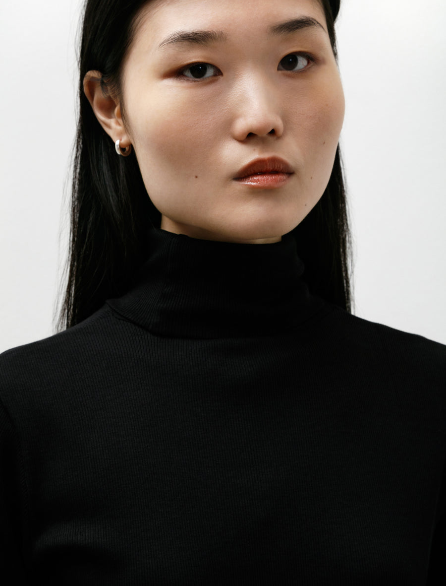 Rib LS Roll Neck Black - Image 2