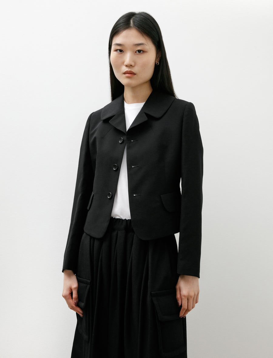 Fitted Cropped Wool Jacket Black - Image 1