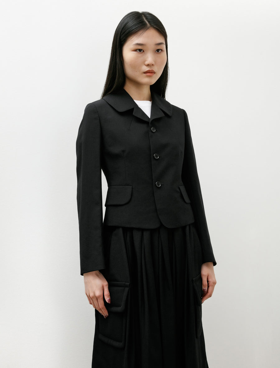 Fitted Cropped Wool Jacket Black - Image 2