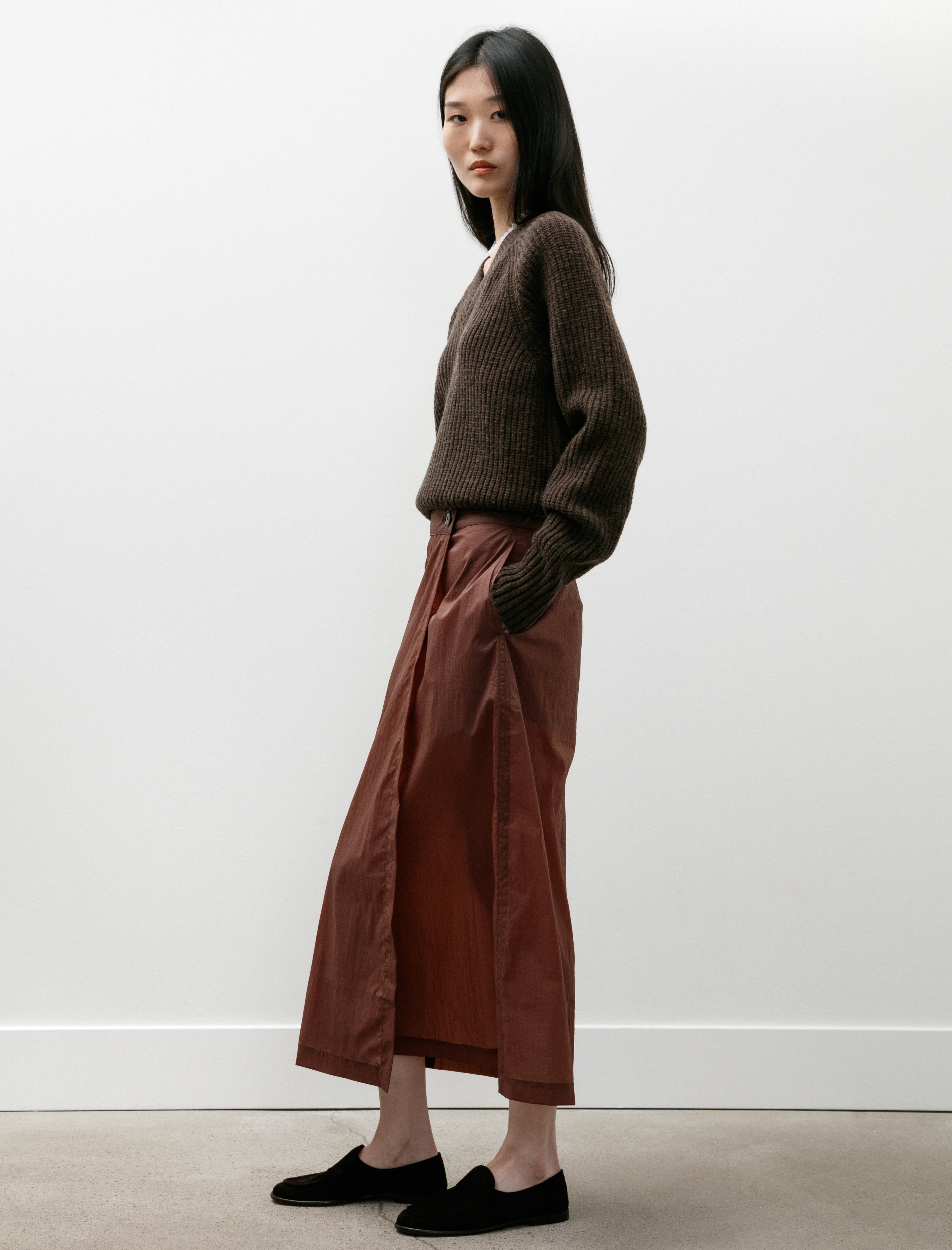 mfpen Classic Wrap Skirt Merlot Crinkled Tech