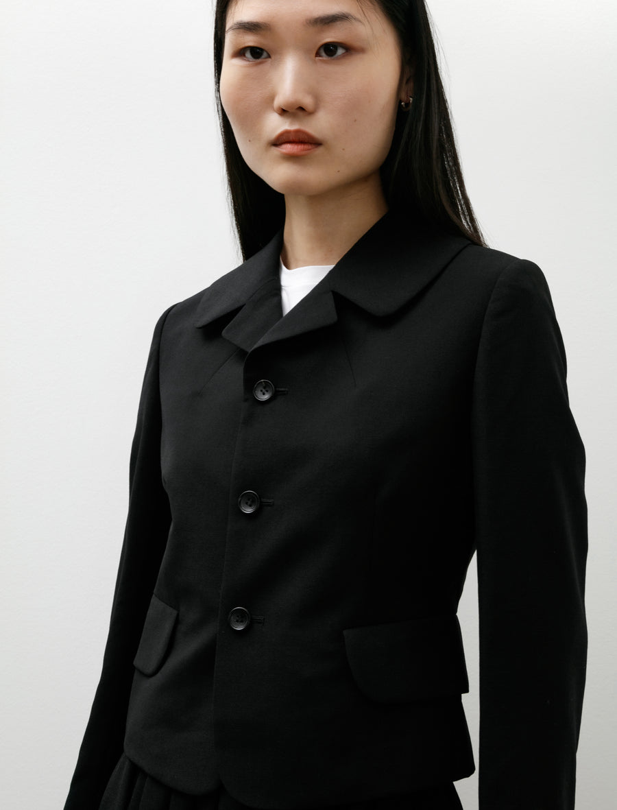Fitted Cropped Wool Jacket Black - Image 3