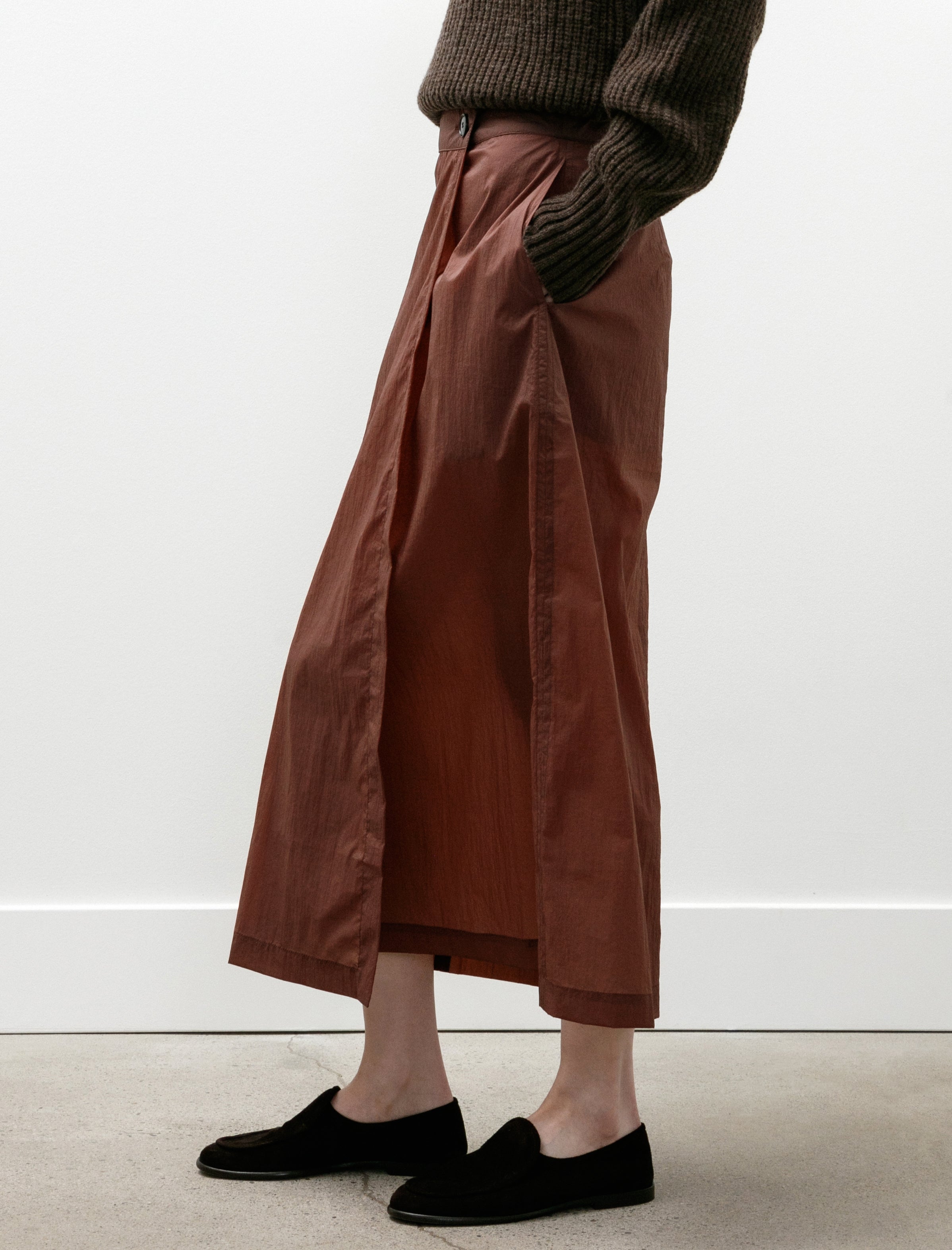 mfpen Classic Wrap Skirt Merlot Crinkled Tech