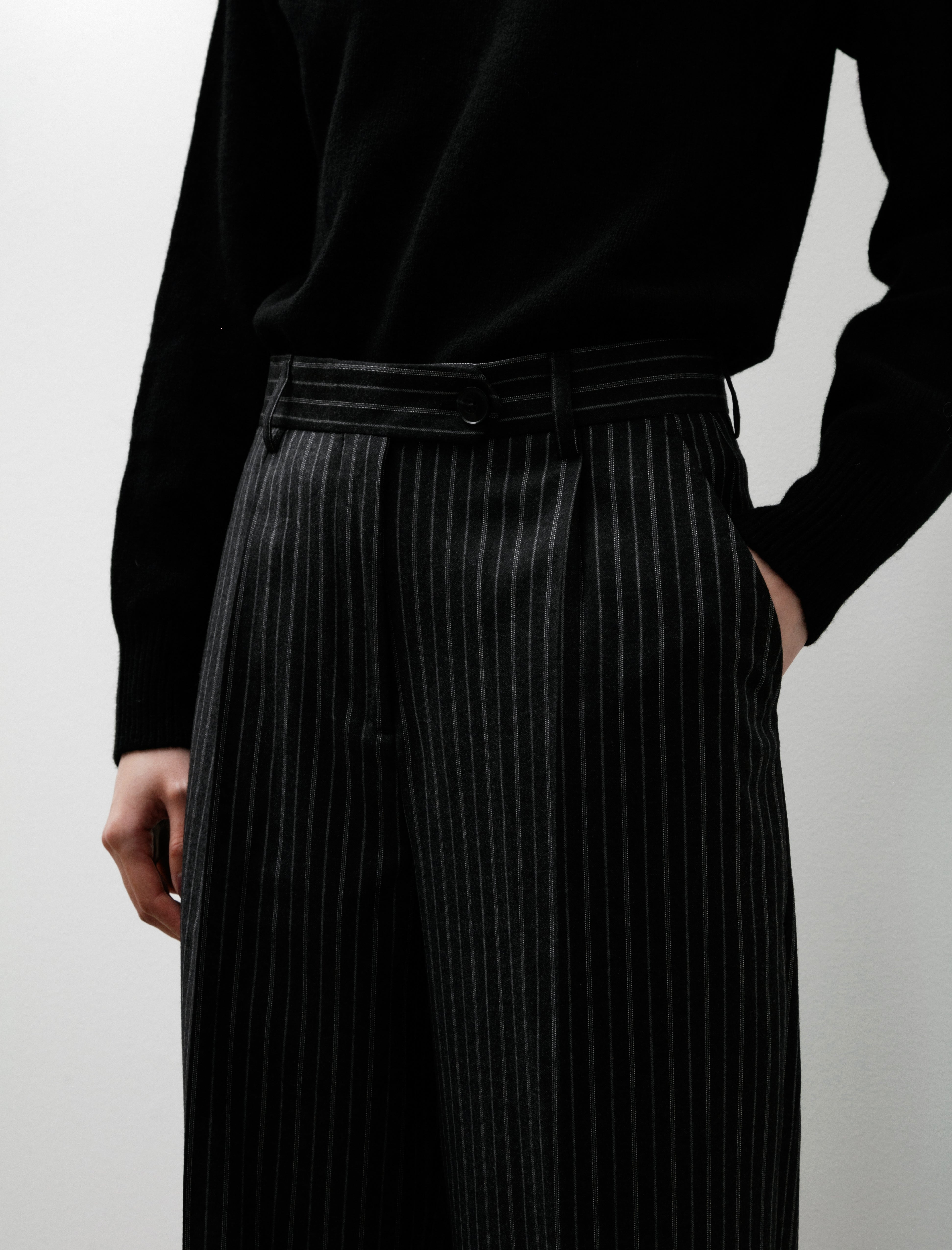 mfpen Primary Trousers Anthracite Multi Stripe Wool