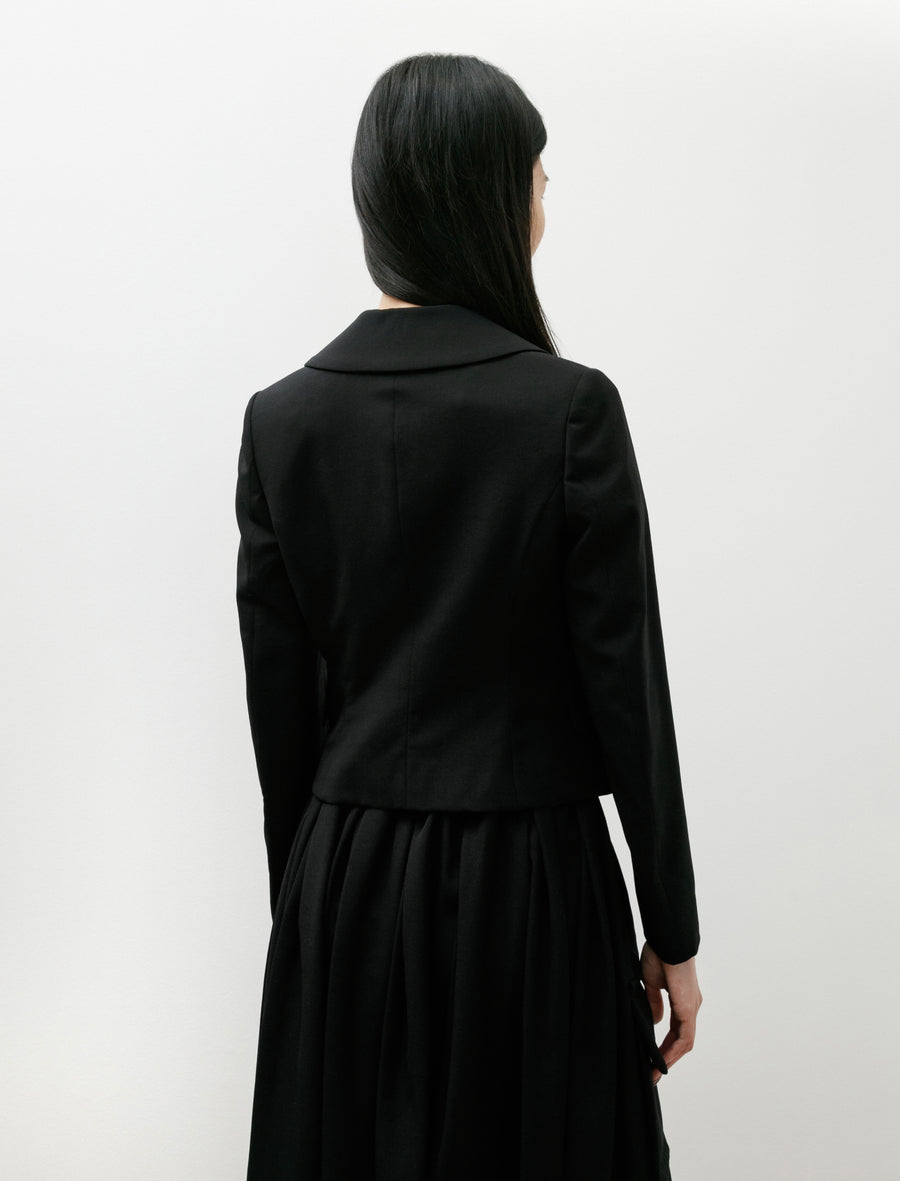 Fitted Cropped Wool Jacket Black - Image 5