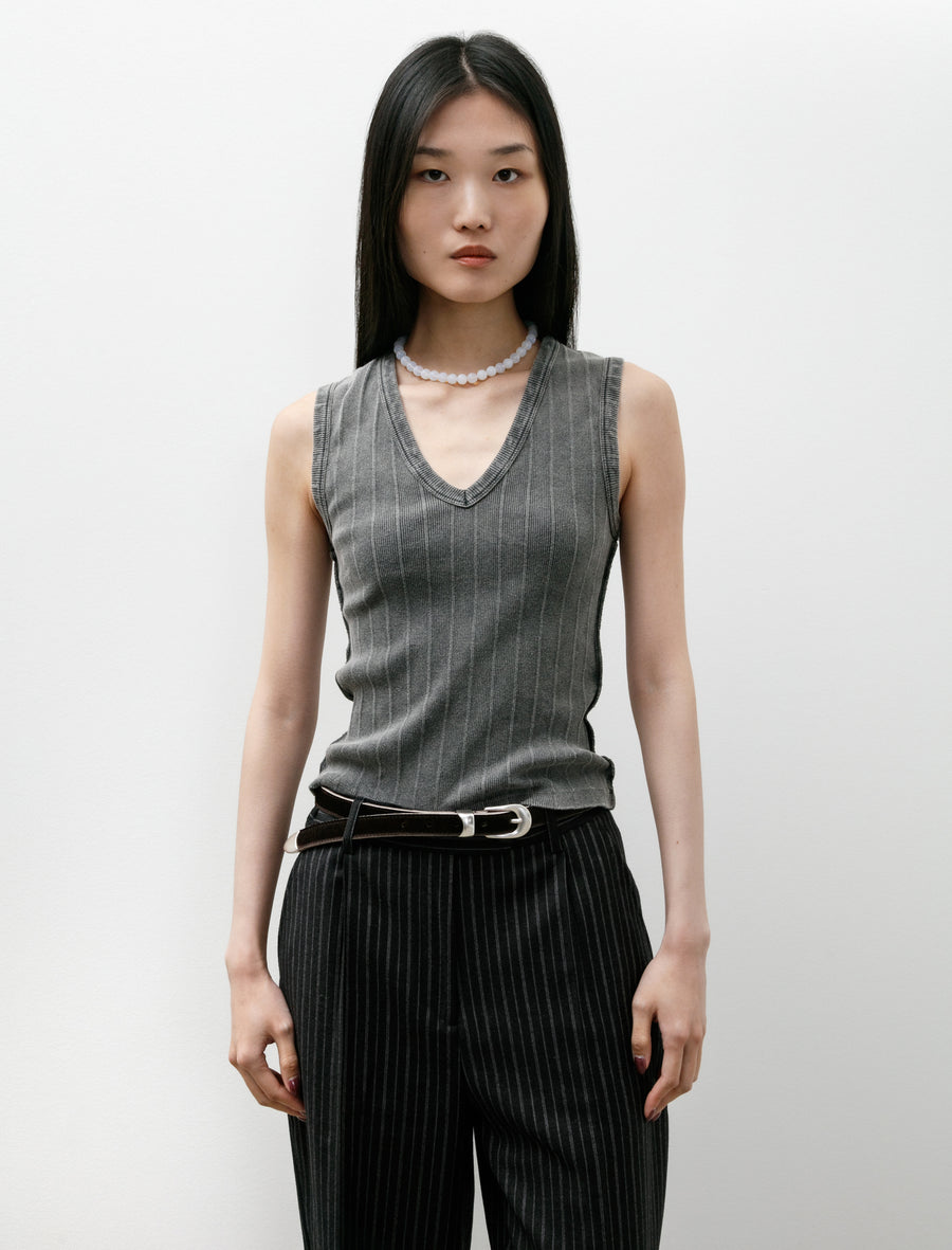 V-Neck Tank Top Washed Graphite Rib - Image 1