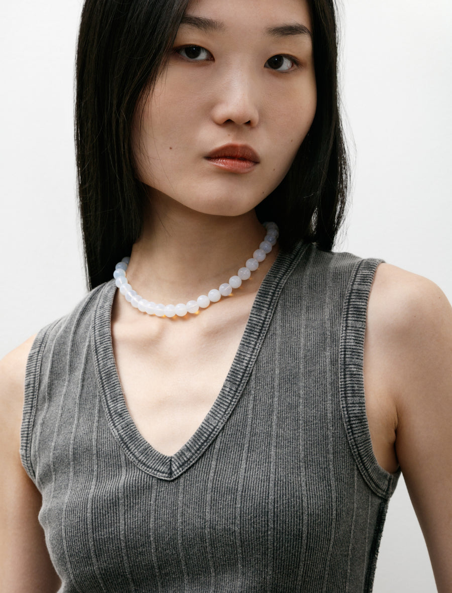 V-Neck Tank Top Washed Graphite Rib - Image 2