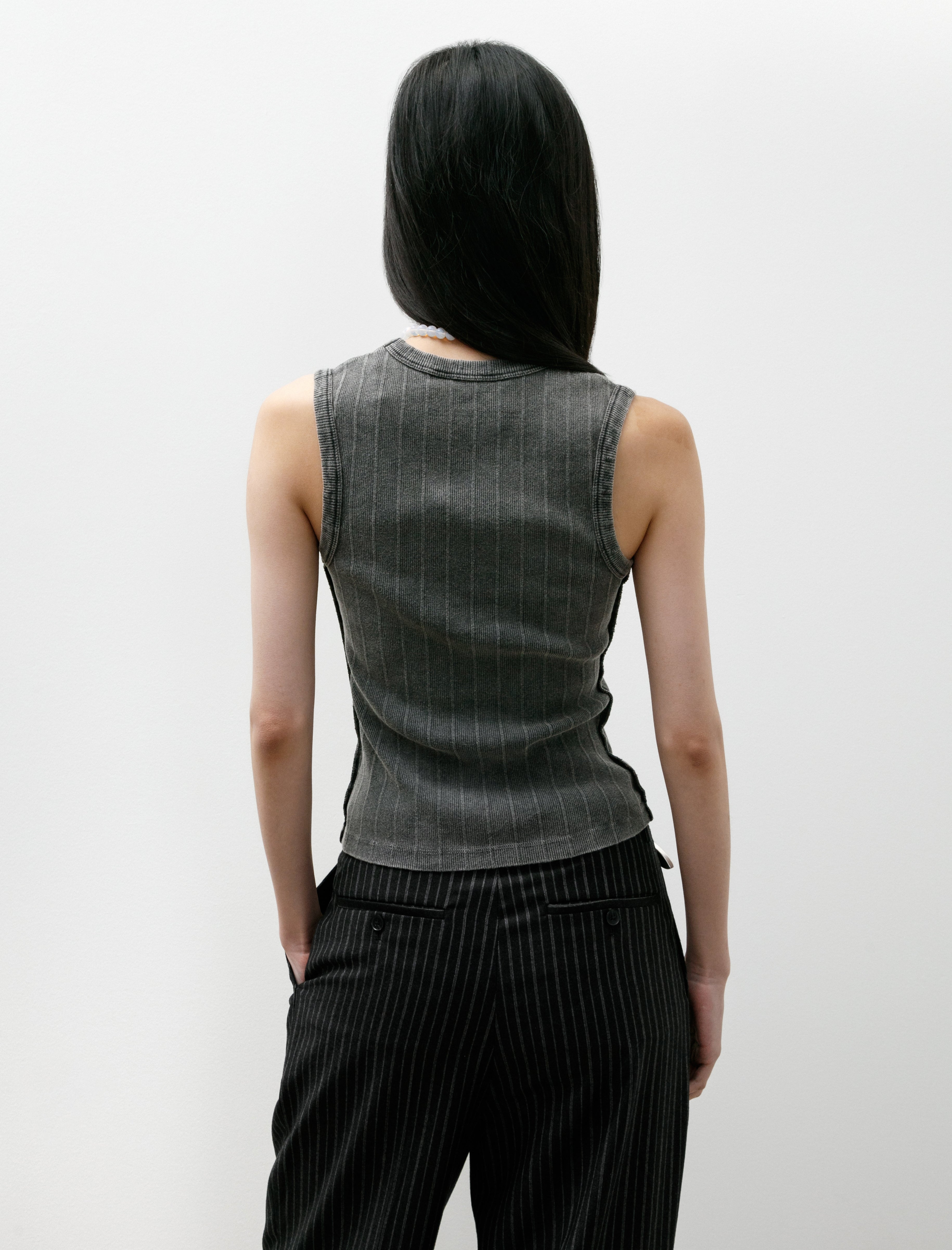 mfpen V-Neck Tank Top Washed Graphite Rib
