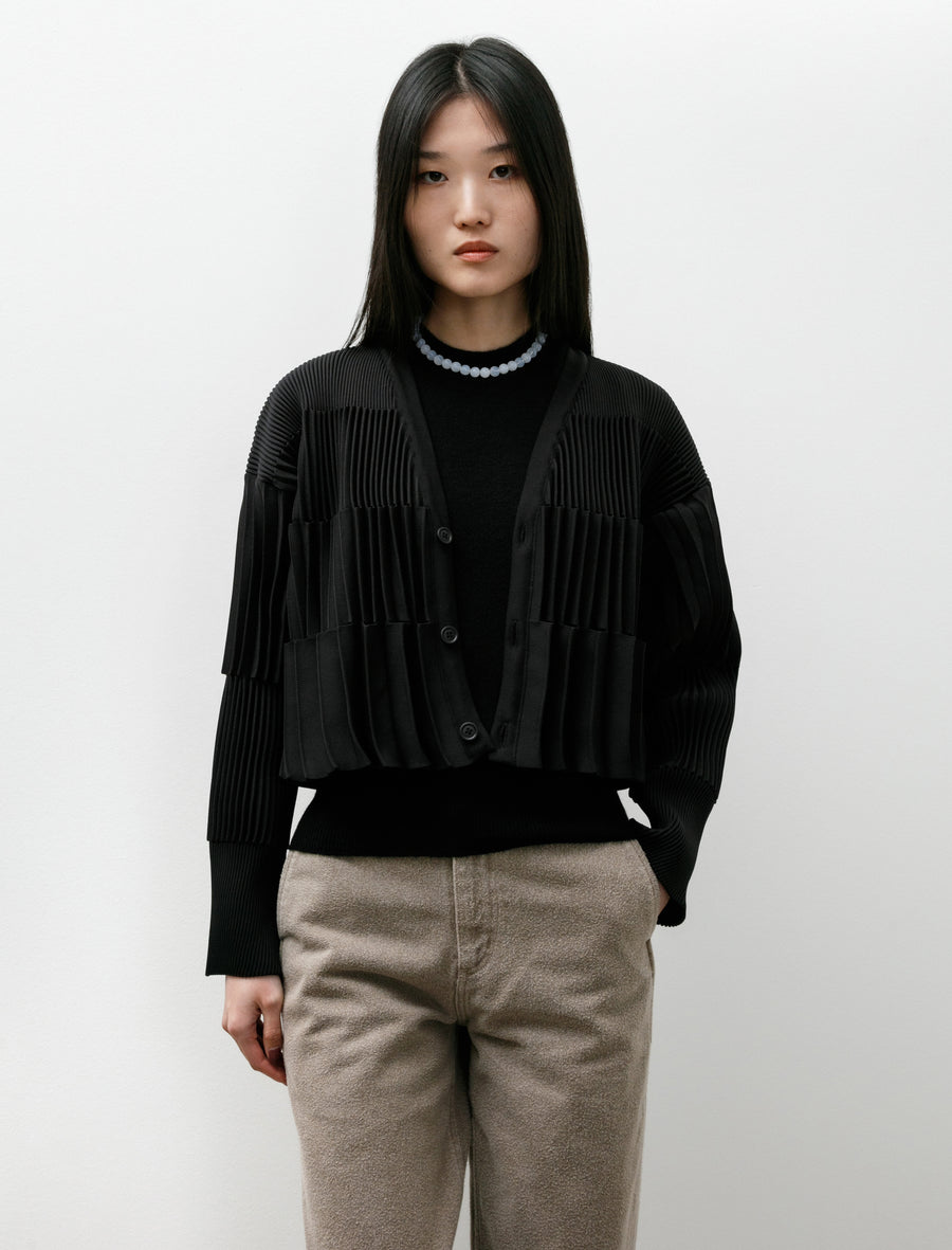 Accordion Cropped Cardigan Black - Image 2
