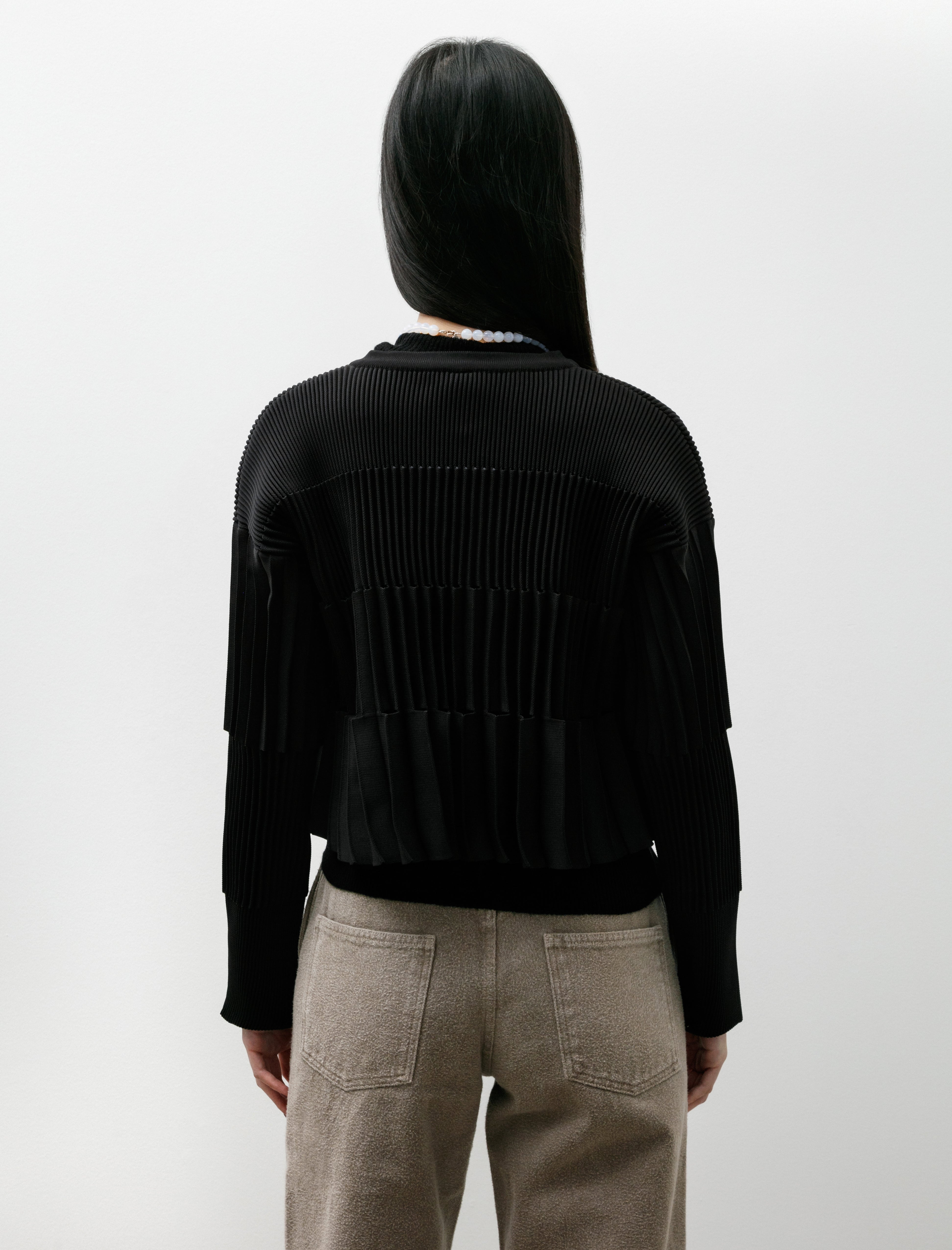 CFCL Accordion Cropped Cardigan Black