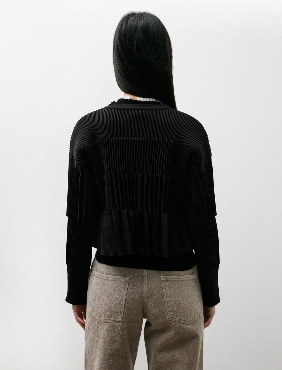 Accordion Cropped Cardigan Black - Image 5