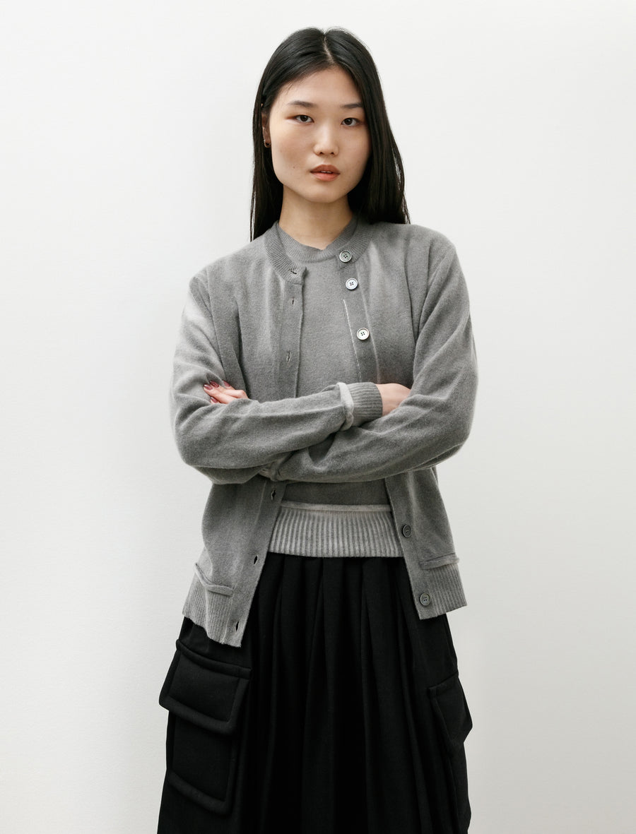Dual Cardigan Grey Spray Dye Cherub Wool - Image 1