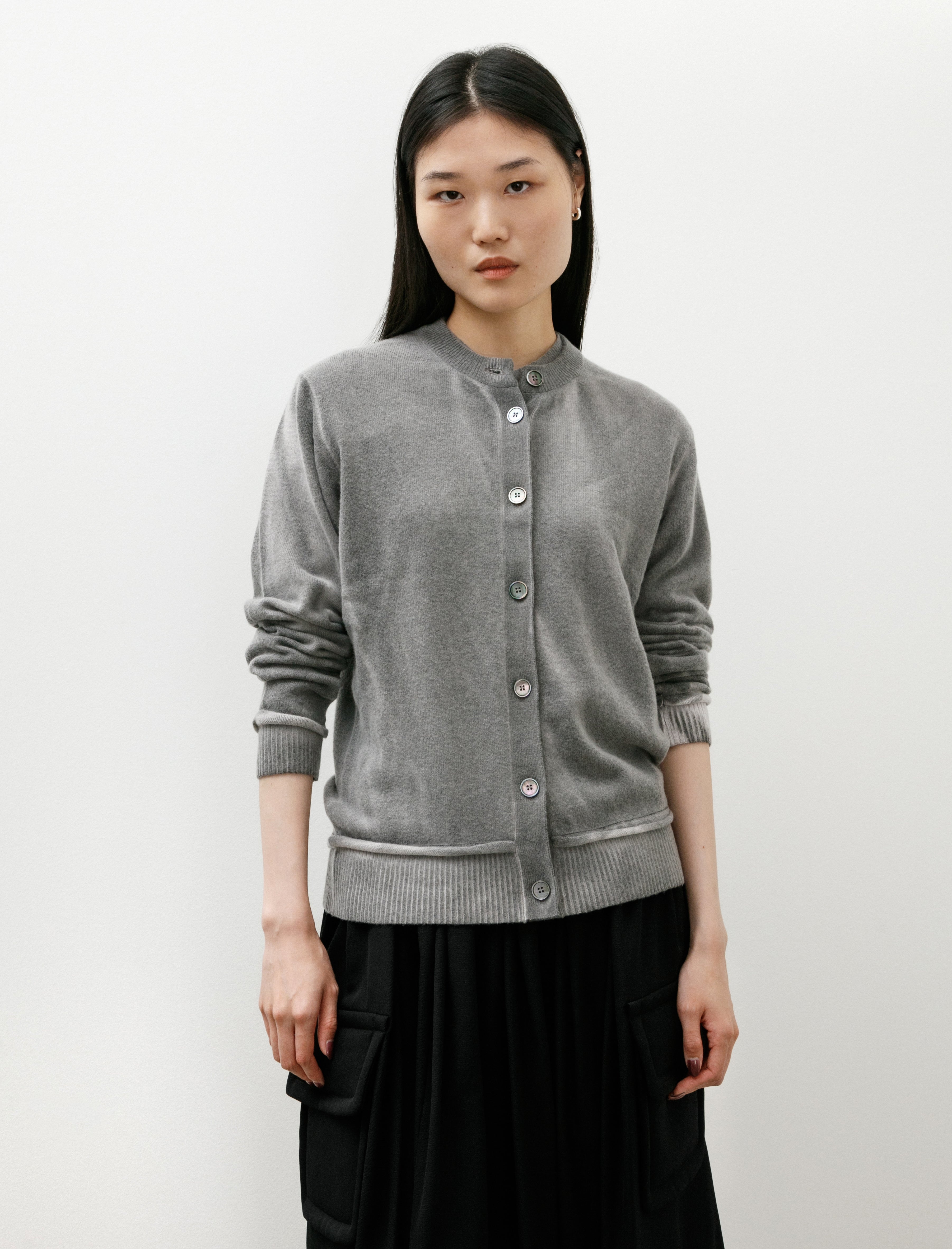 Our Legacy Dual Cardigan Grey Spray Dye Cherub Wool