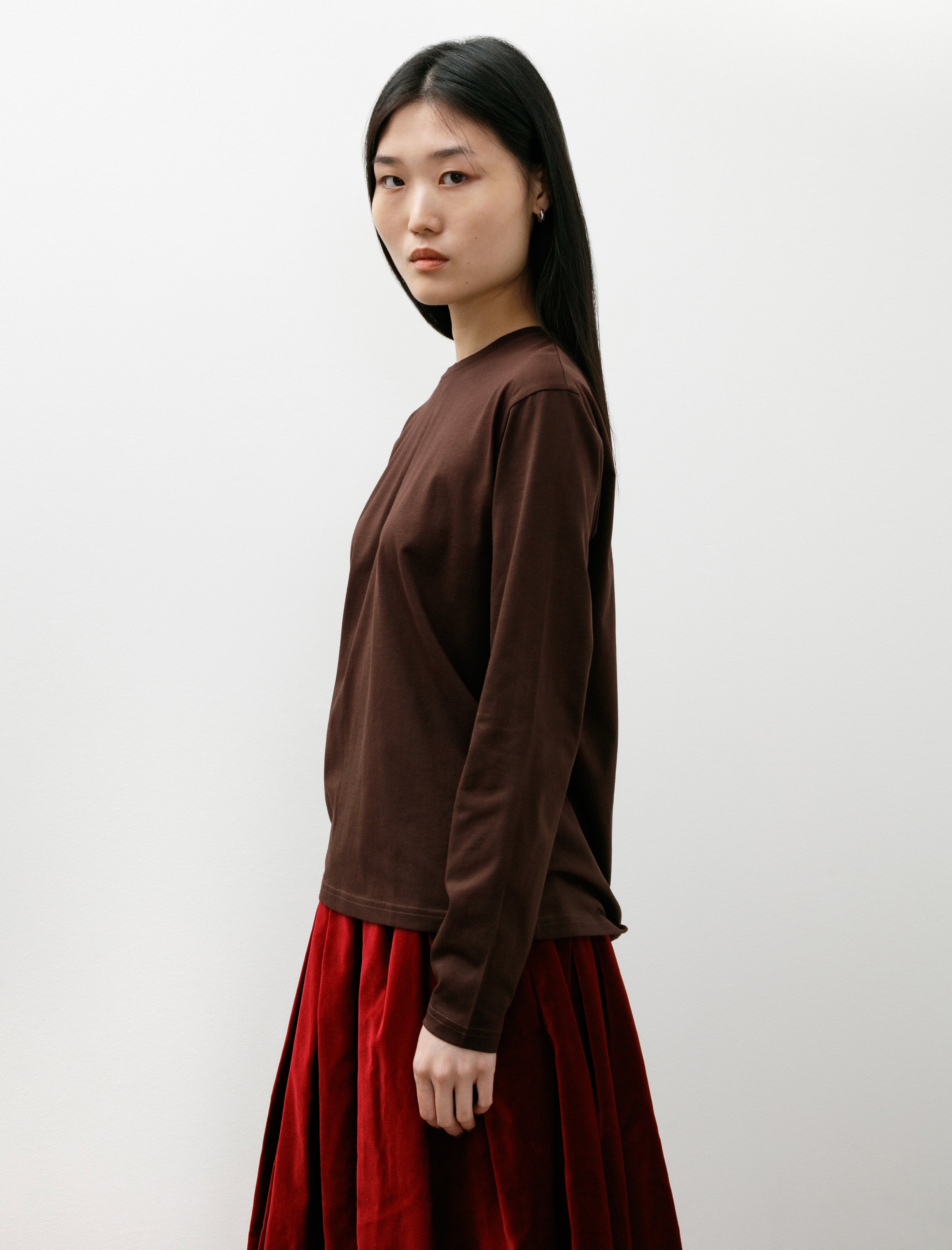 Sunspel LS Boy Fit T-Shirt Truffle