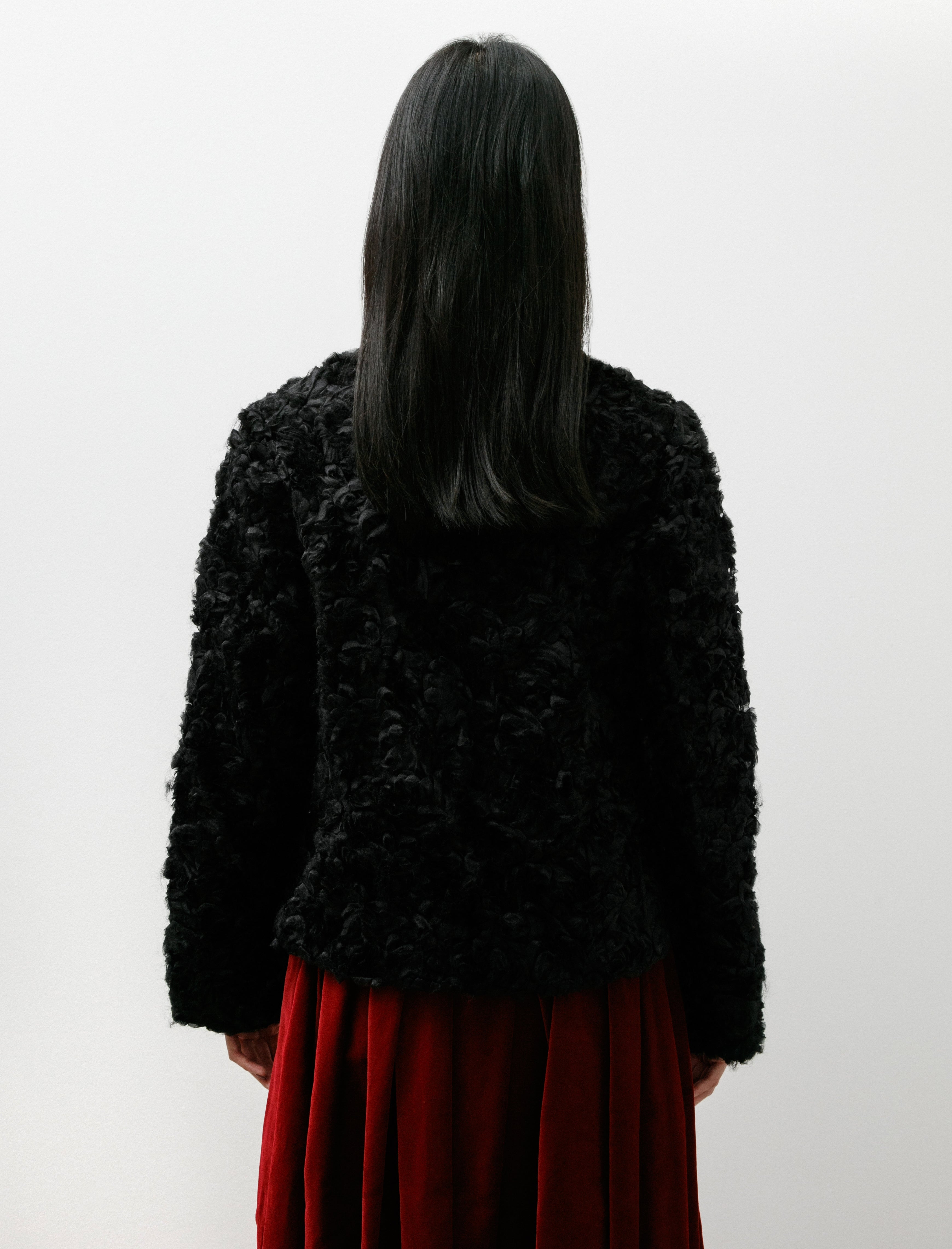 Comme des Garçons Comme des Garçons Ruffled Floral Appliqué Jacket Black