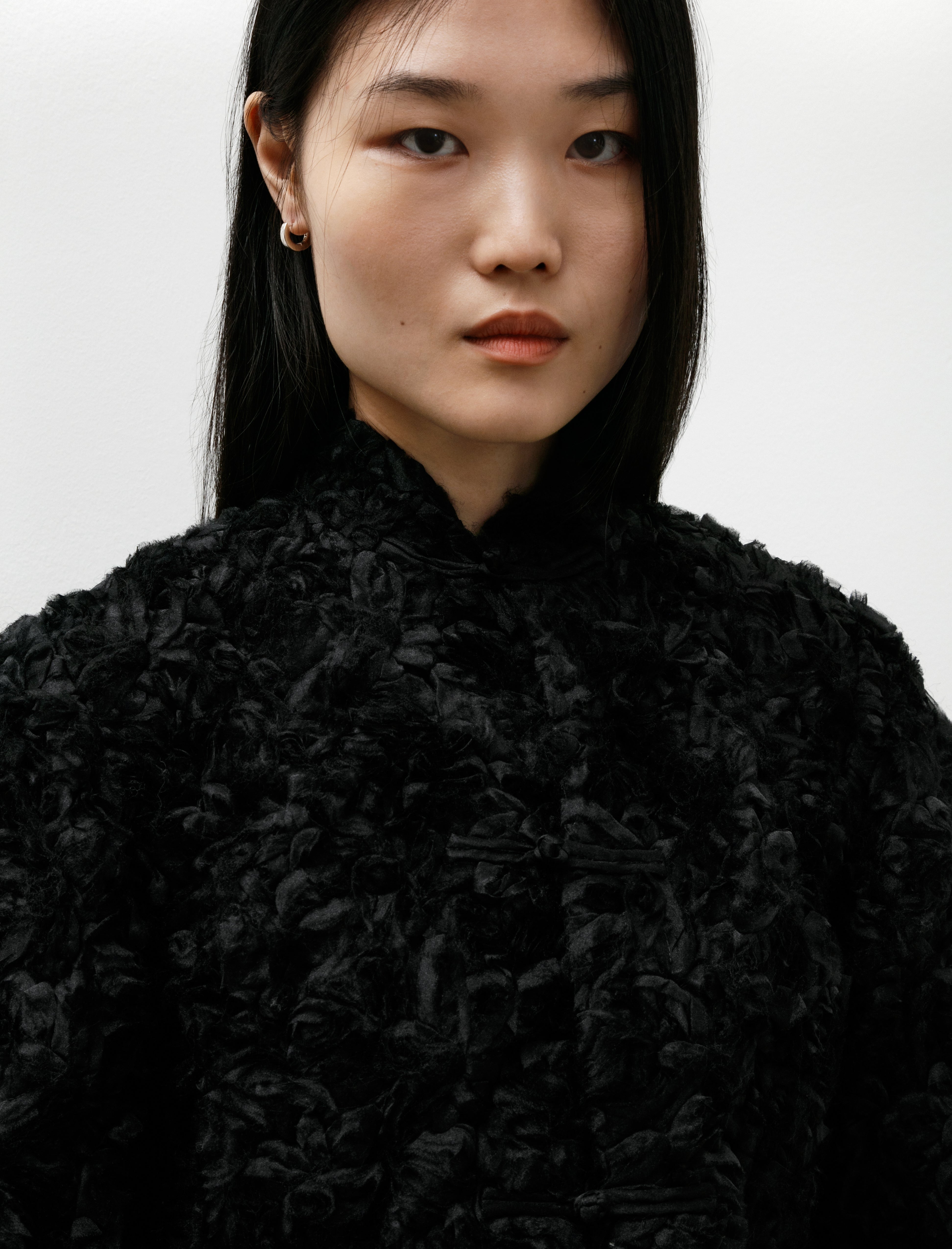 Comme des Garçons Comme des Garçons Ruffled Floral Appliqué Jacket Black