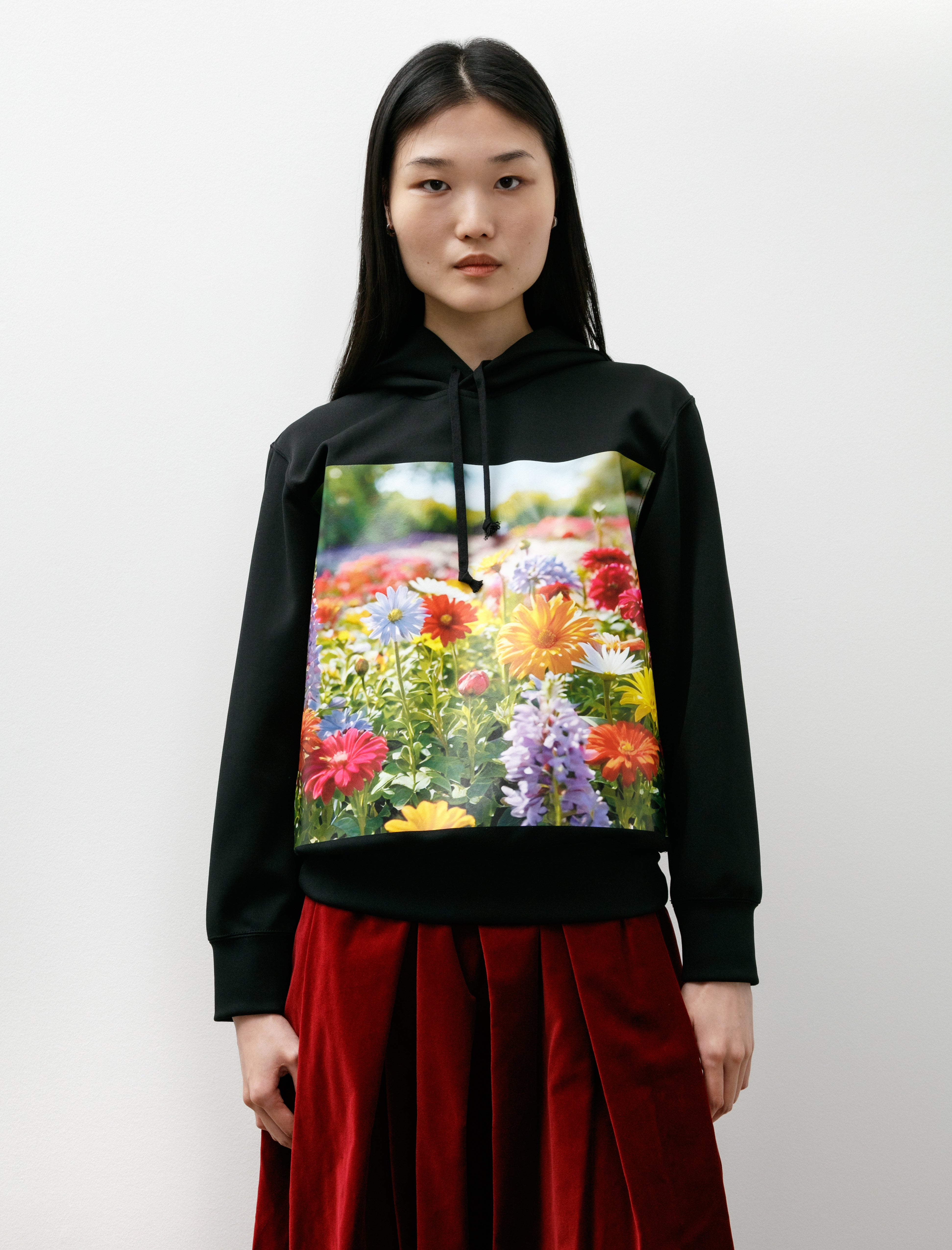 Comme des Garçons Comme des Garçons Floral Printed Hoodie Black