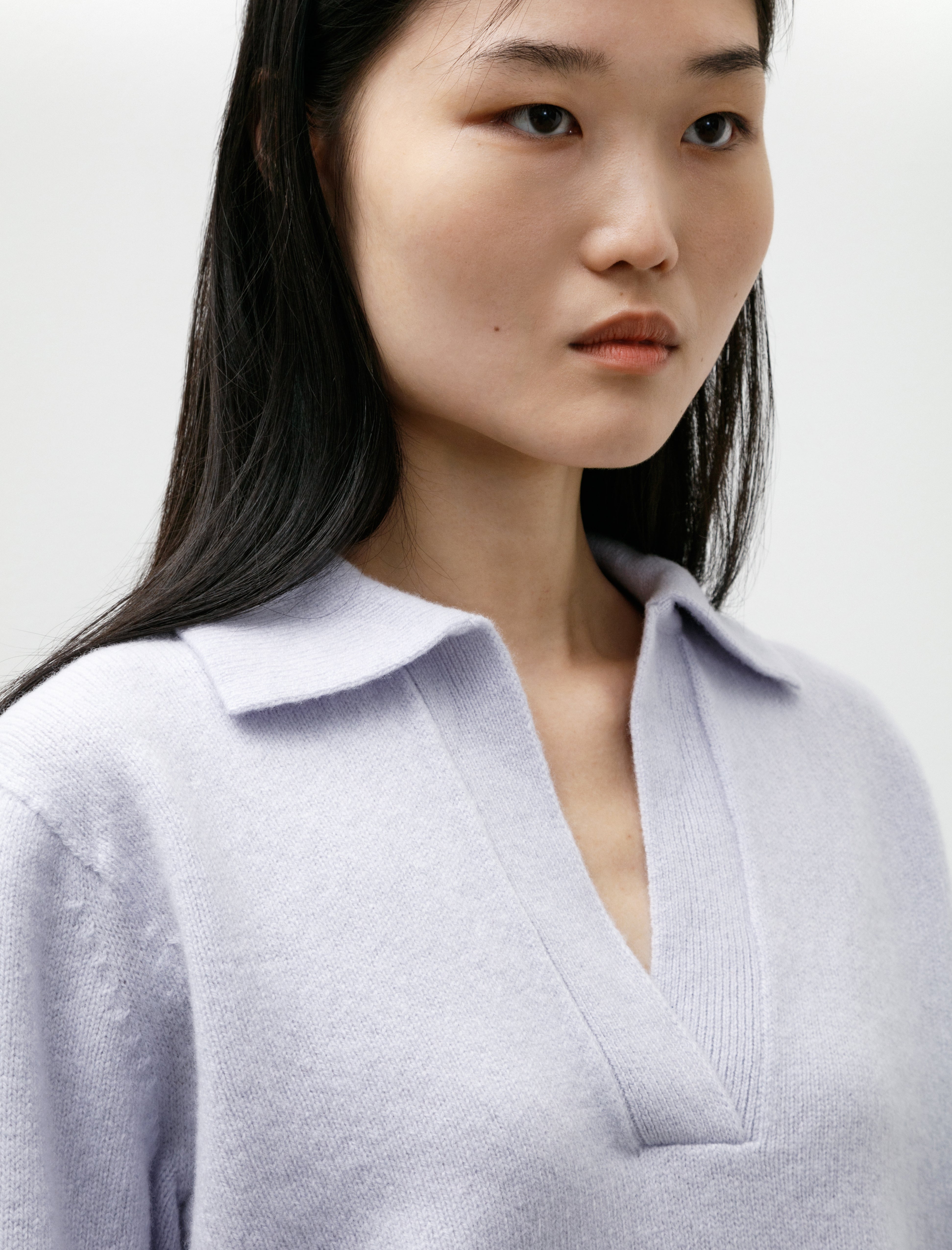 Sunspel Lambswool Polo Ice Blue