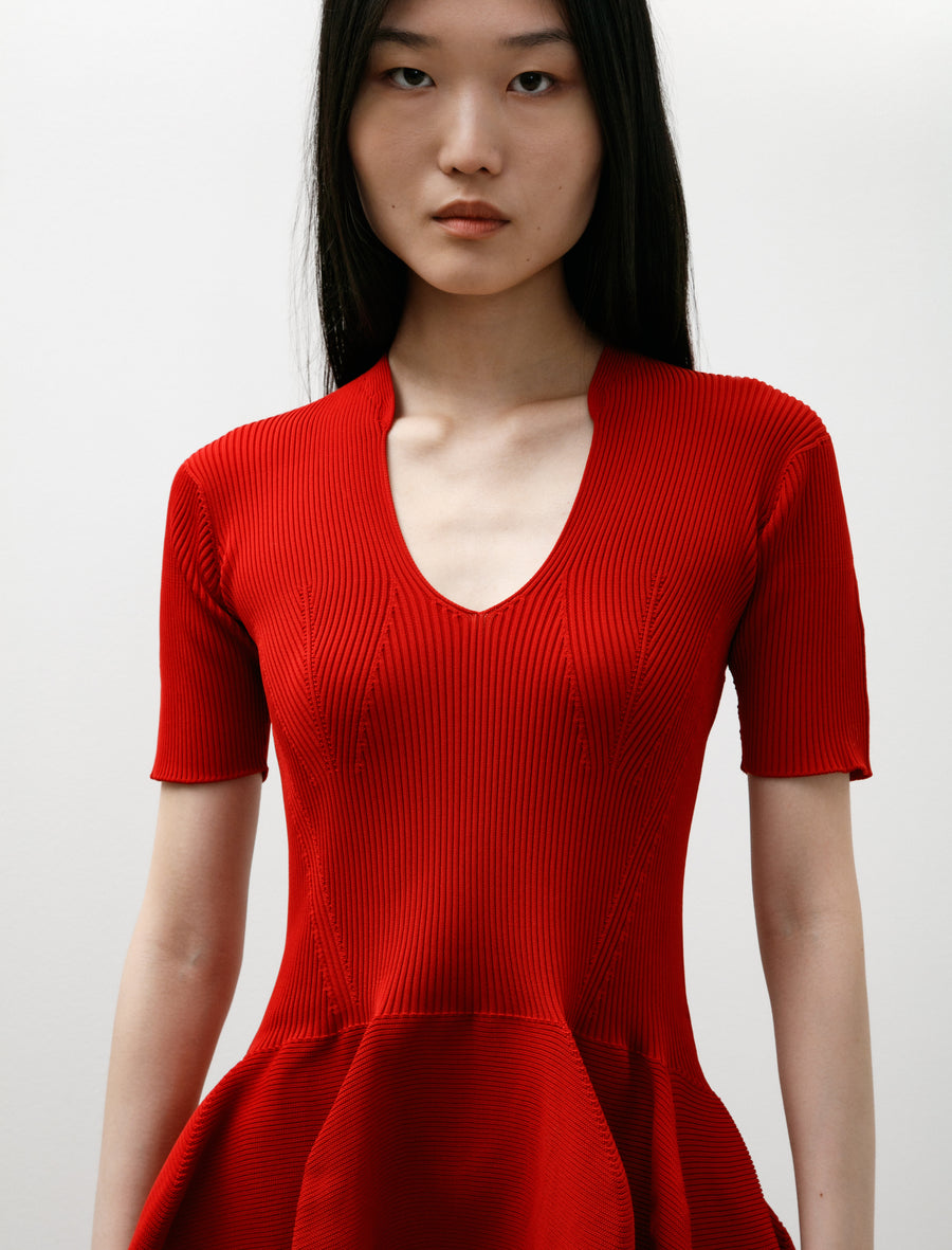 Pottery HS Stand Up Collar Mini Dress Red - Image 4