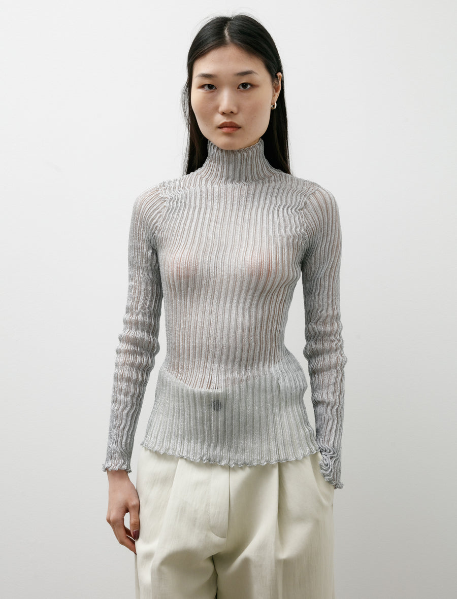 Soft Portrait Metal Long Sleeve Top Silver - Image 1