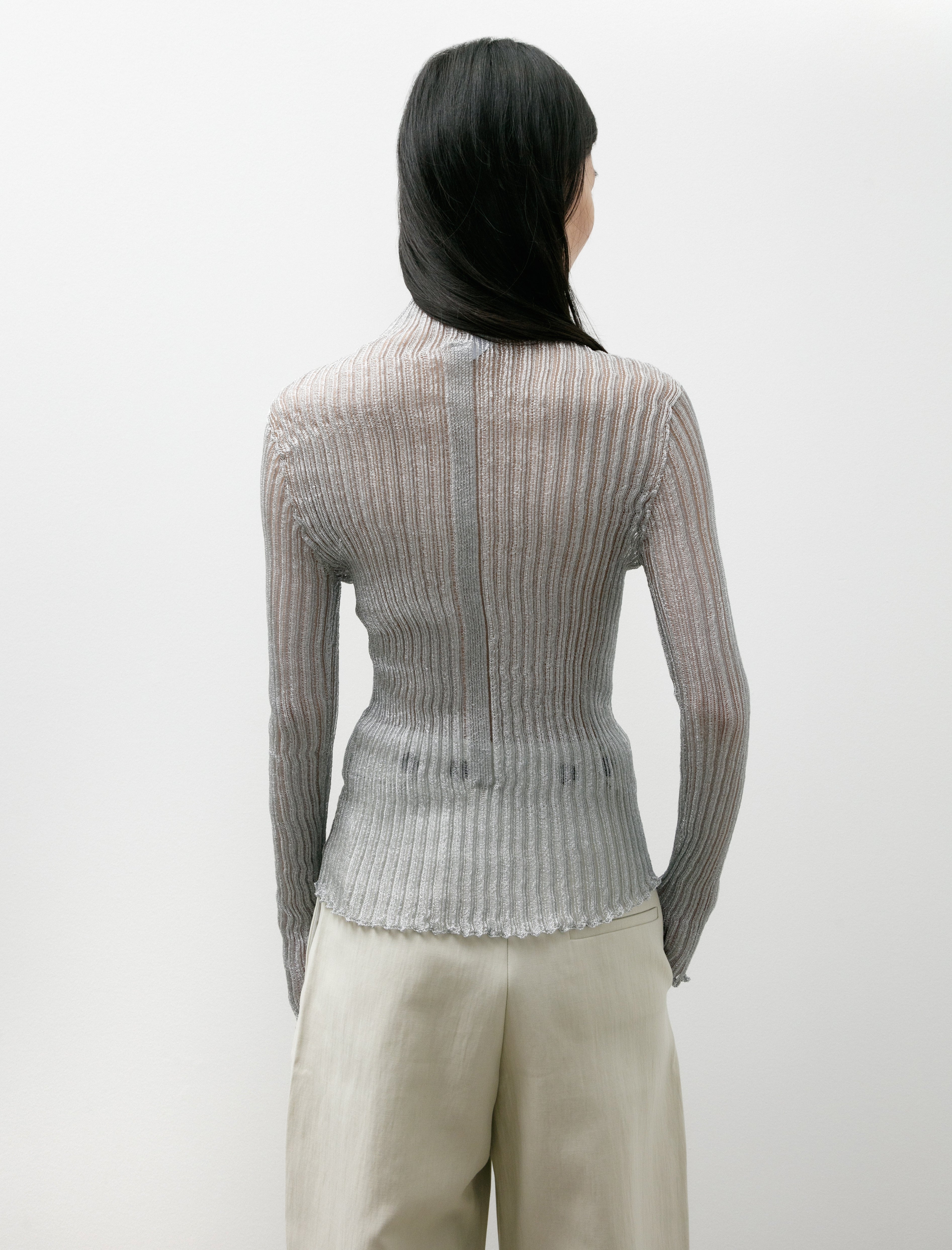 CFCL Soft Portrait Metal Long Sleeve Top Silver