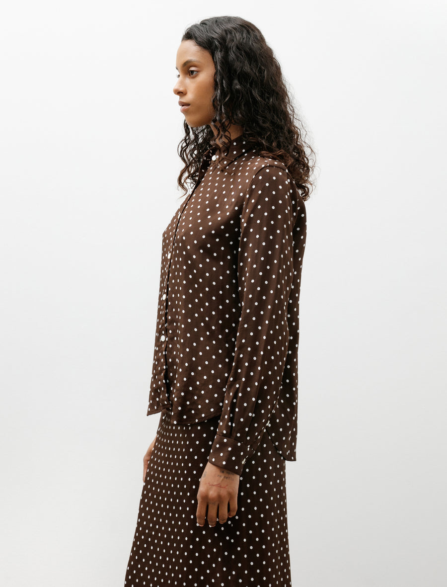 Dot Jacquard Tie Shirt Brown - Image 3