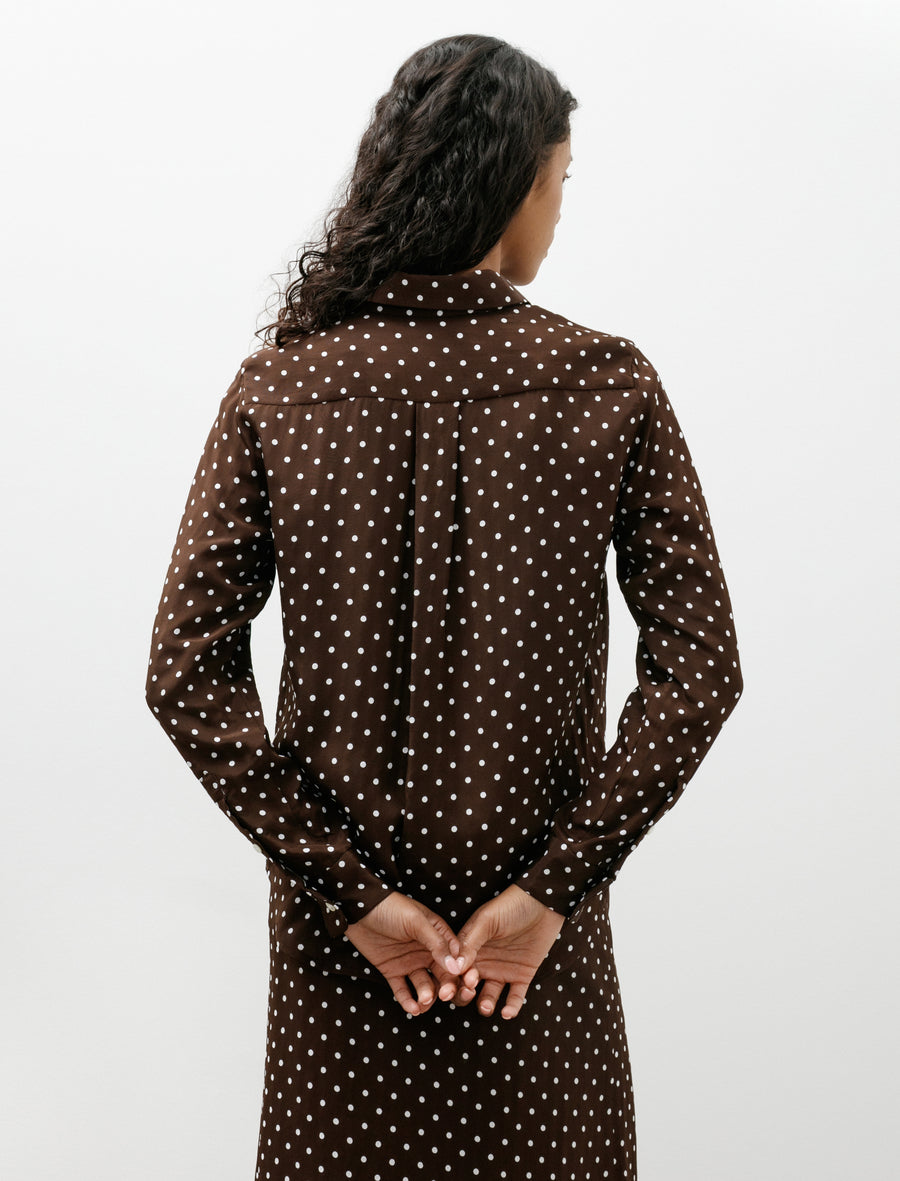 Dot Jacquard Tie Shirt Brown - Image 2