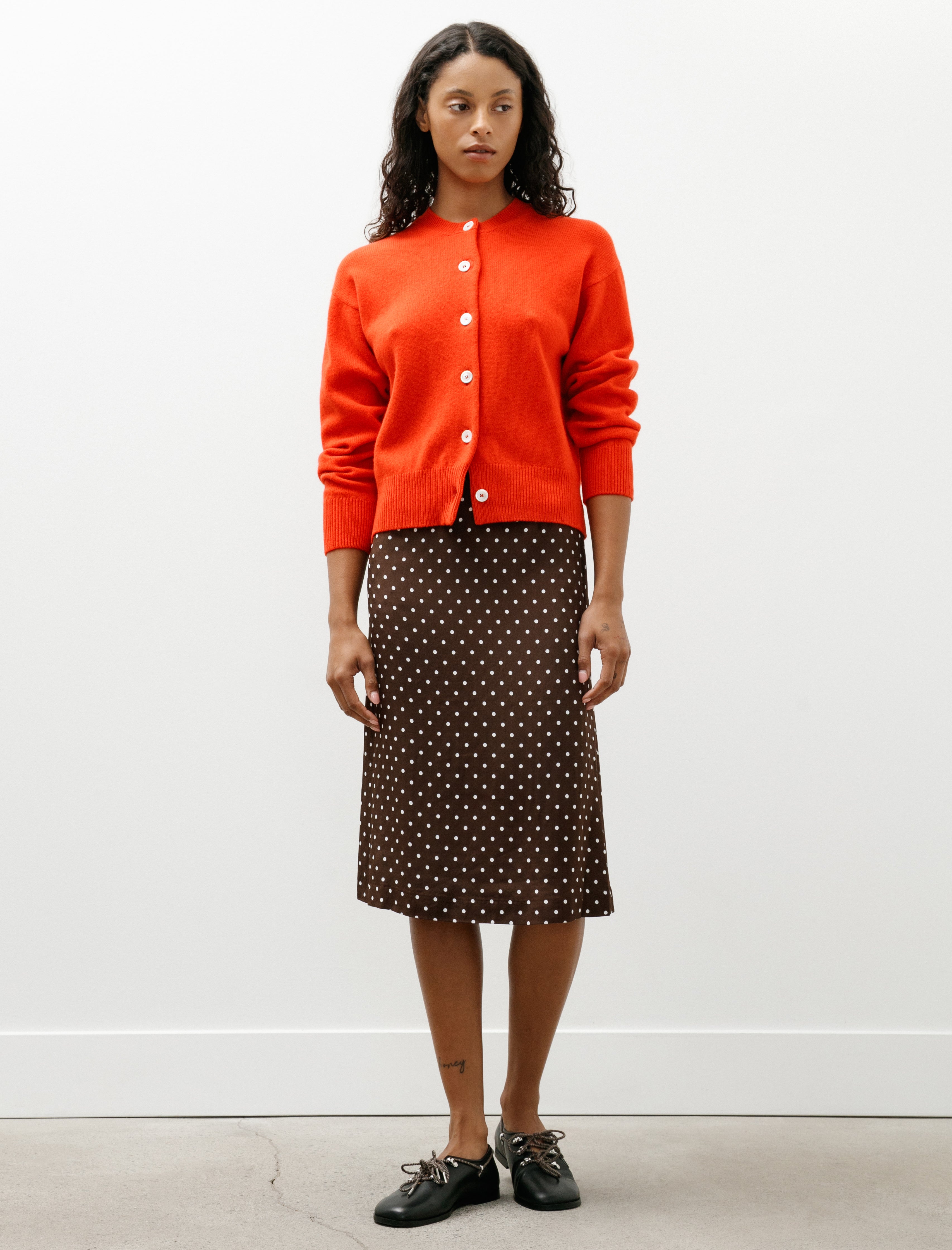 Ernie Palo Dot Jacquard Midi Skirt Brown