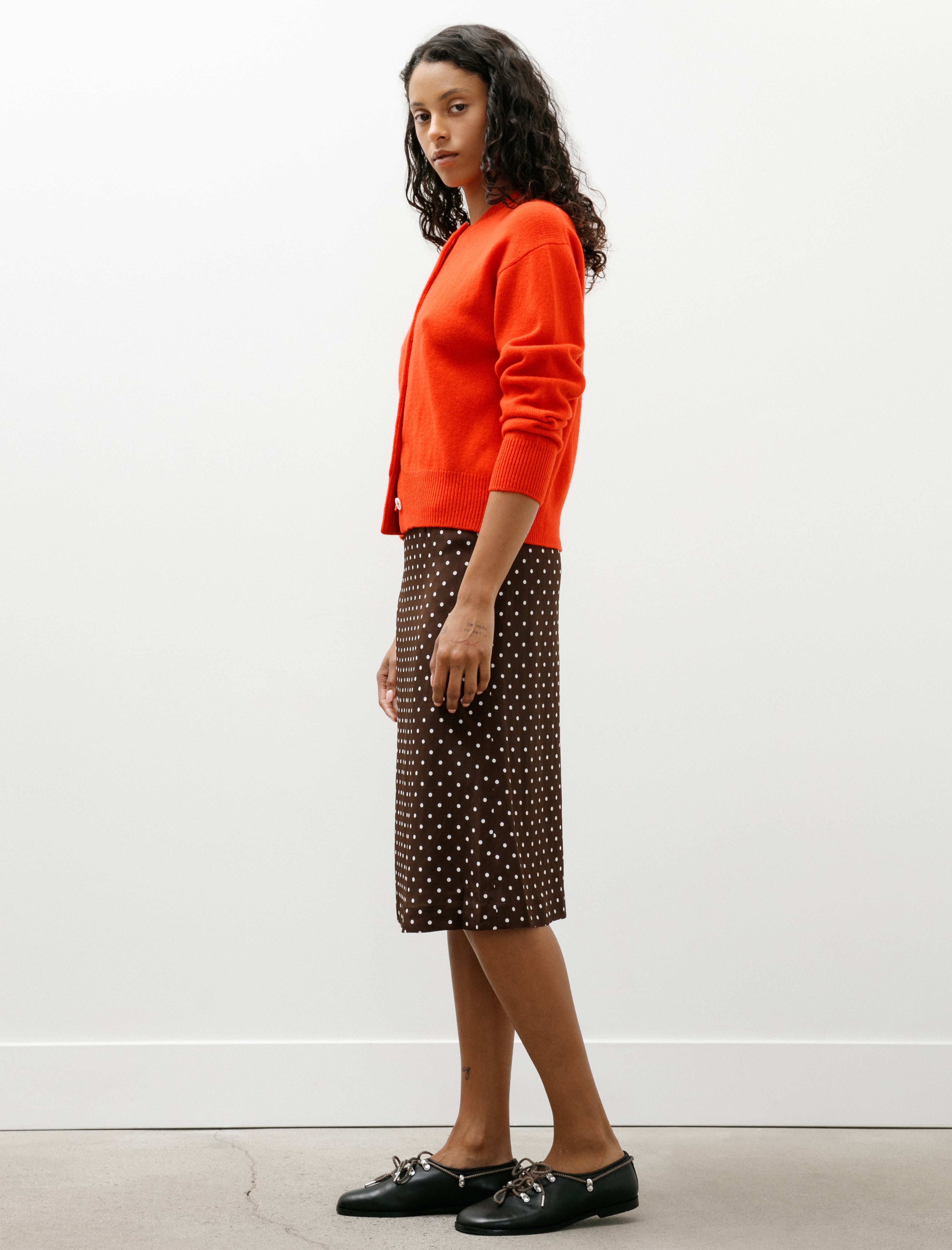 Ernie Palo Dot Jacquard Midi Skirt Brown