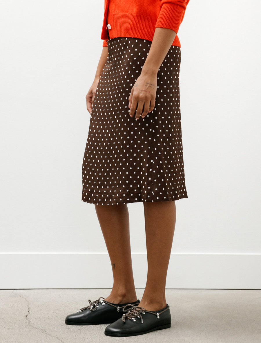 Dot Jacquard Midi Skirt Brown - Image 5