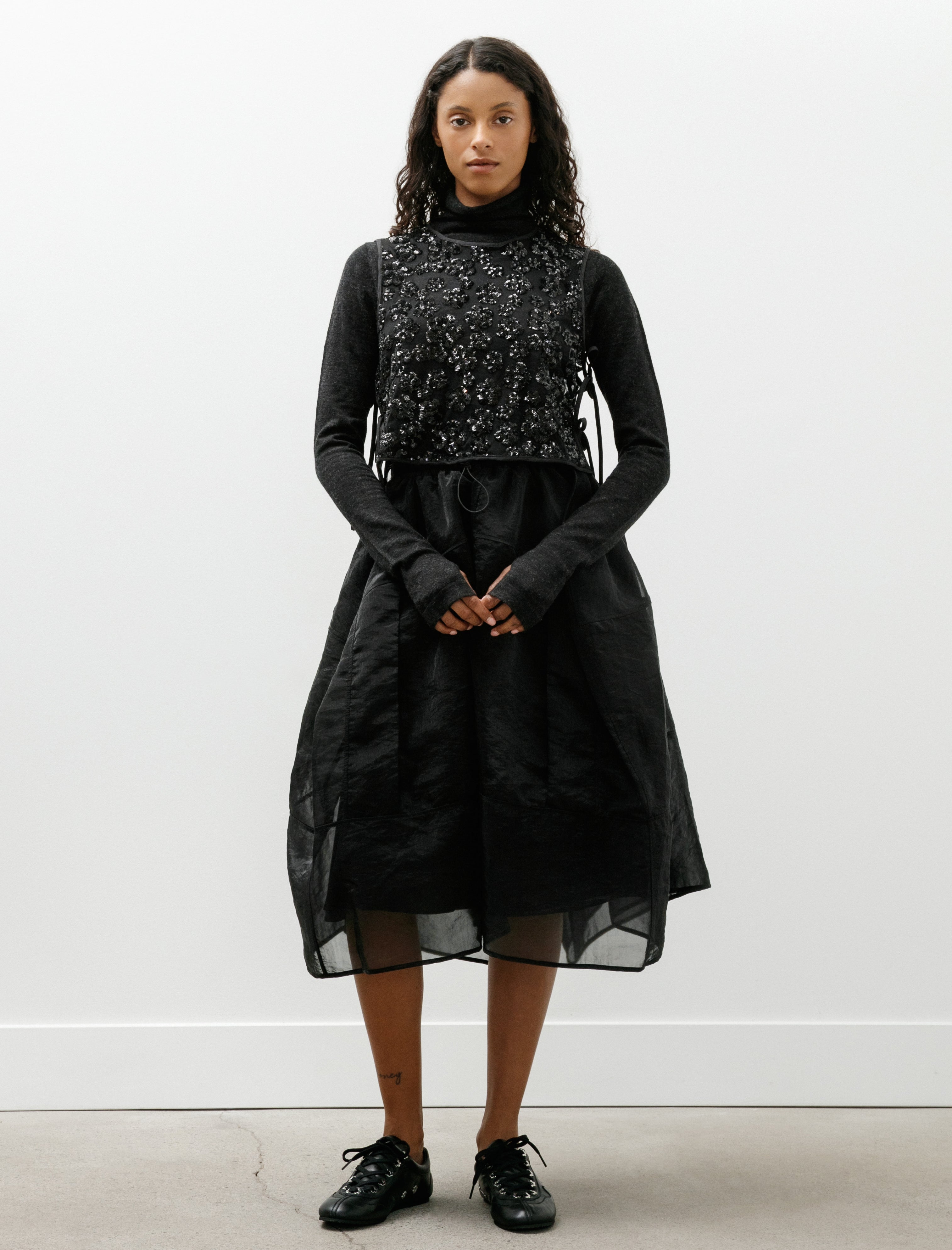 Cecilie Bahnsen Feeba Top Ume Floral Sequins Black