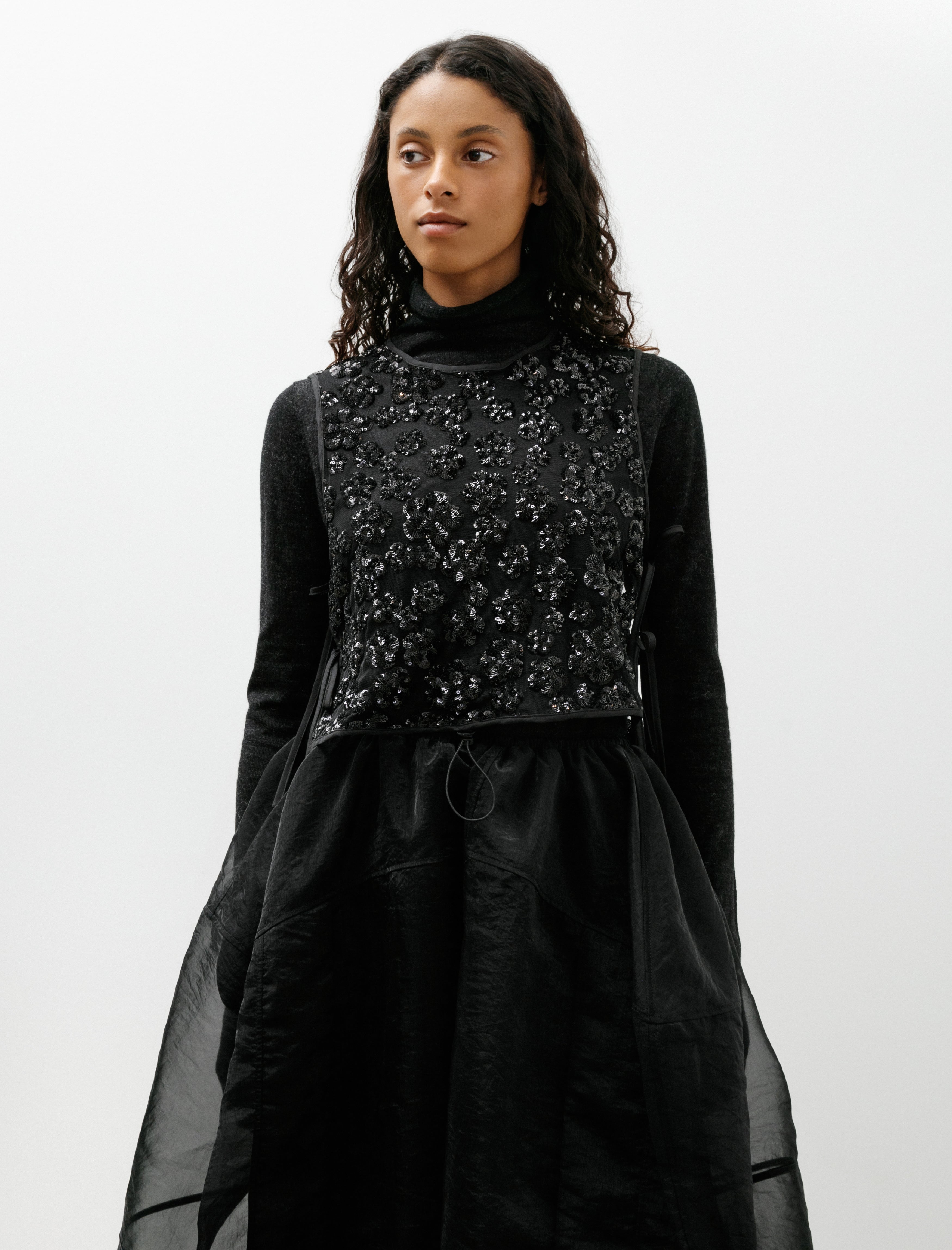 Cecilie Bahnsen Feeba Top Ume Floral Sequins Black