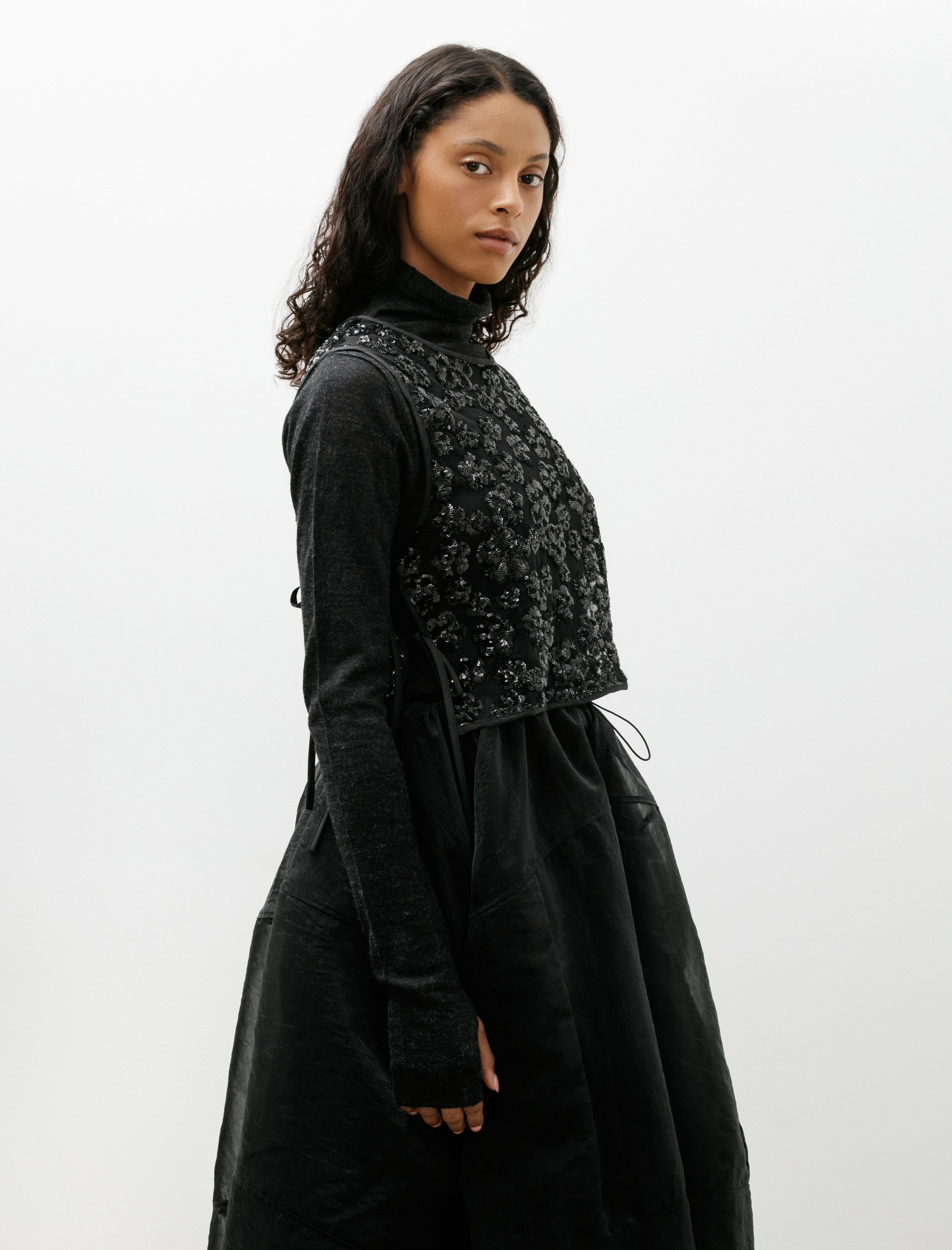 Cecilie Bahnsen Feeba Top Ume Floral Sequins Black