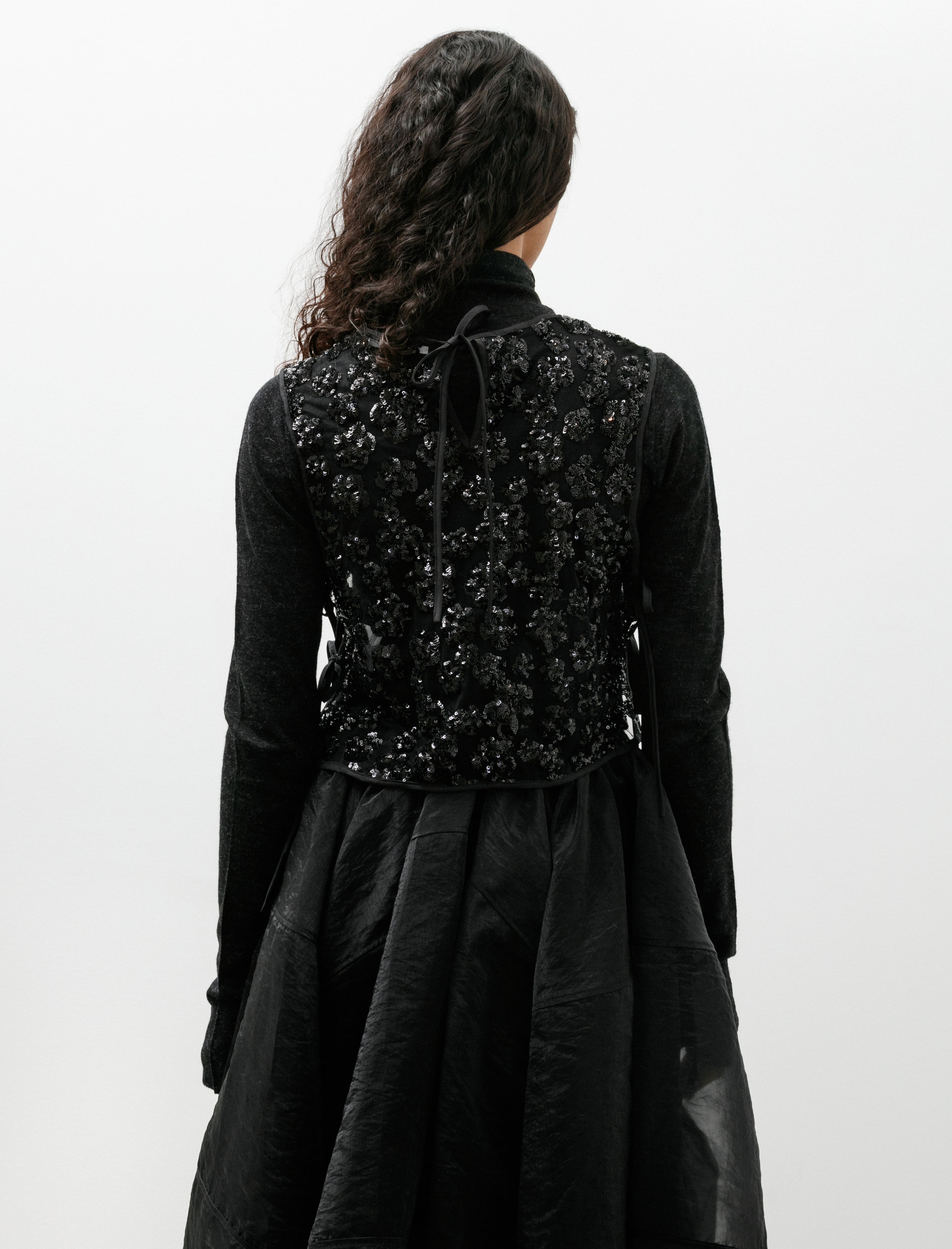 Cecilie Bahnsen Feeba Top Ume Floral Sequins Black