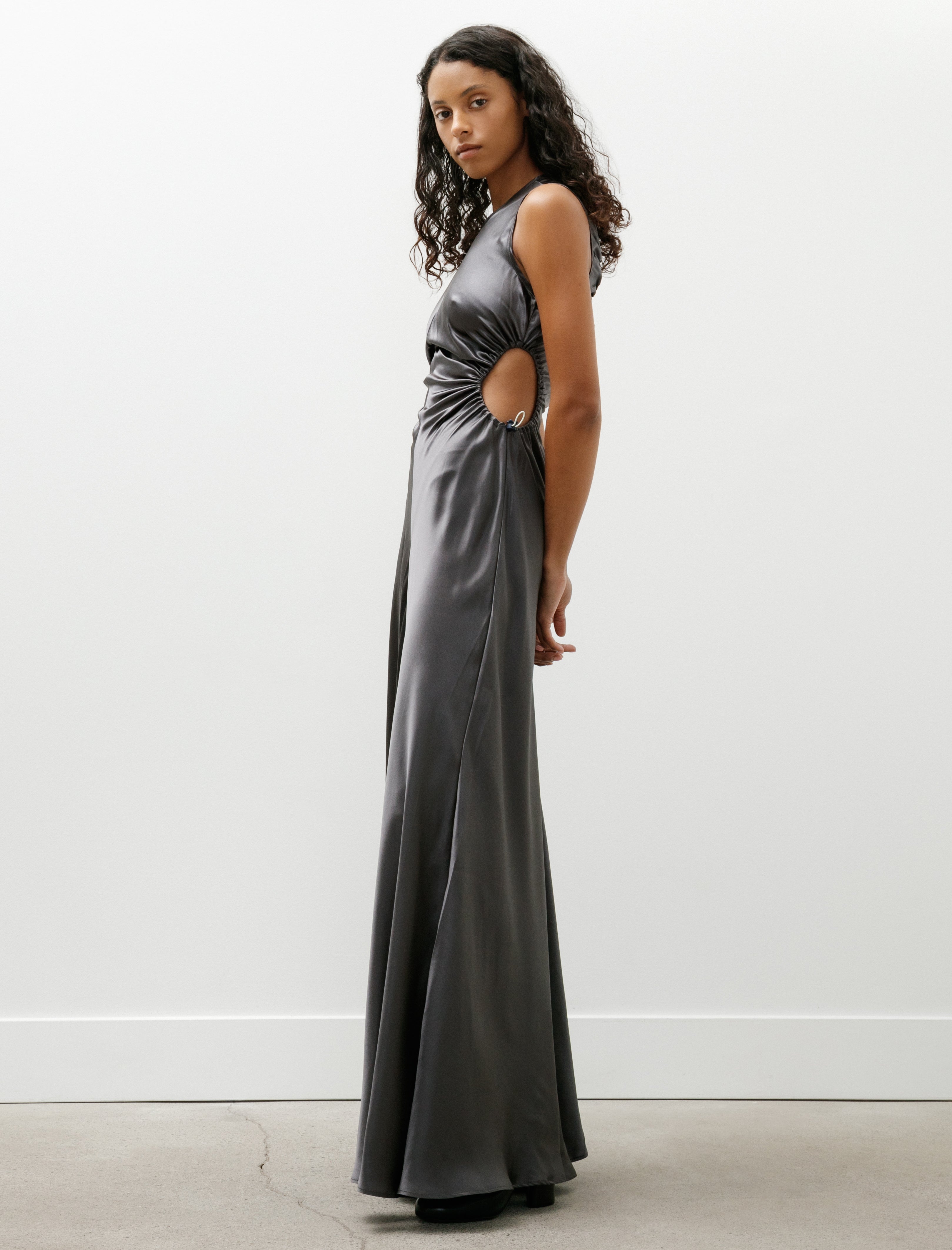 Cecilie Bahnsen Feline Silk Satin Gown Grey