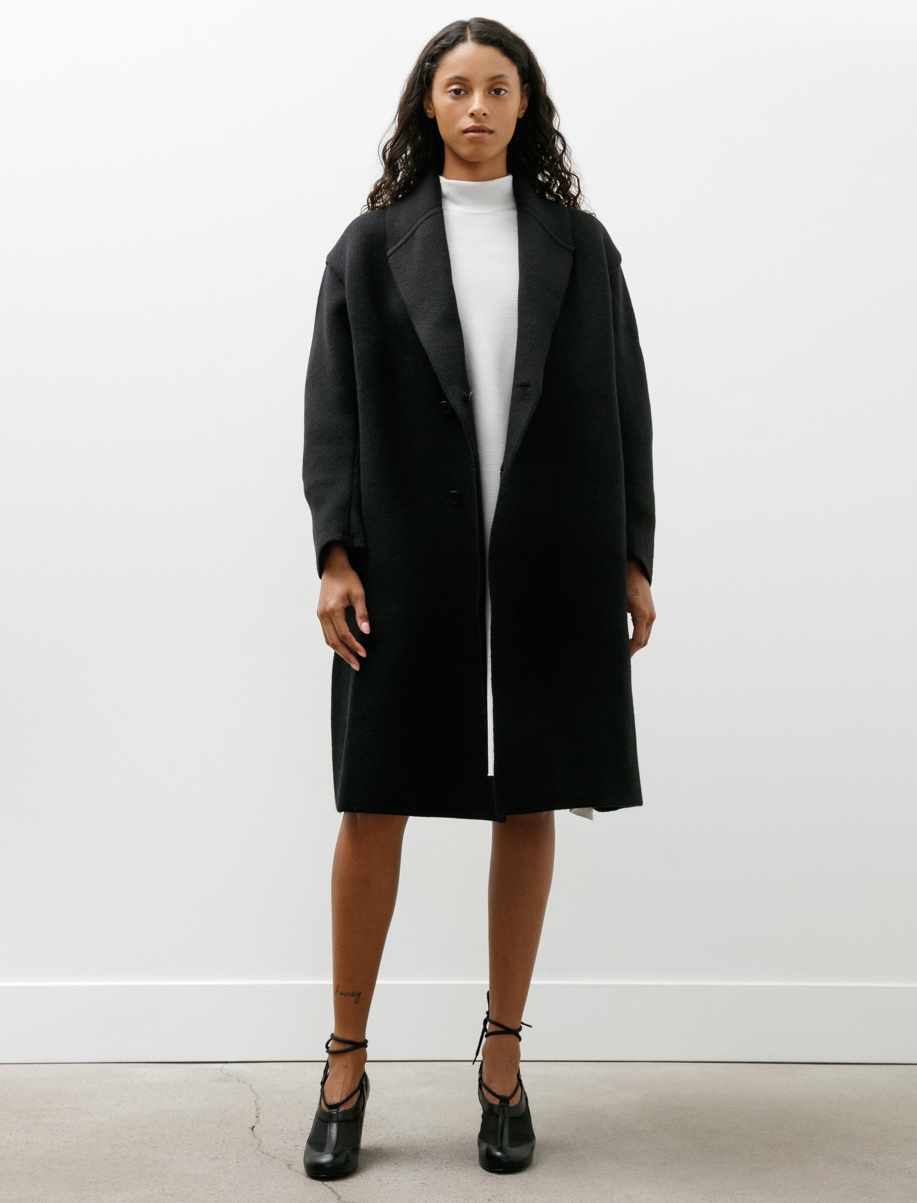 CFCL TW Inlay Shawl Collar Coat Black