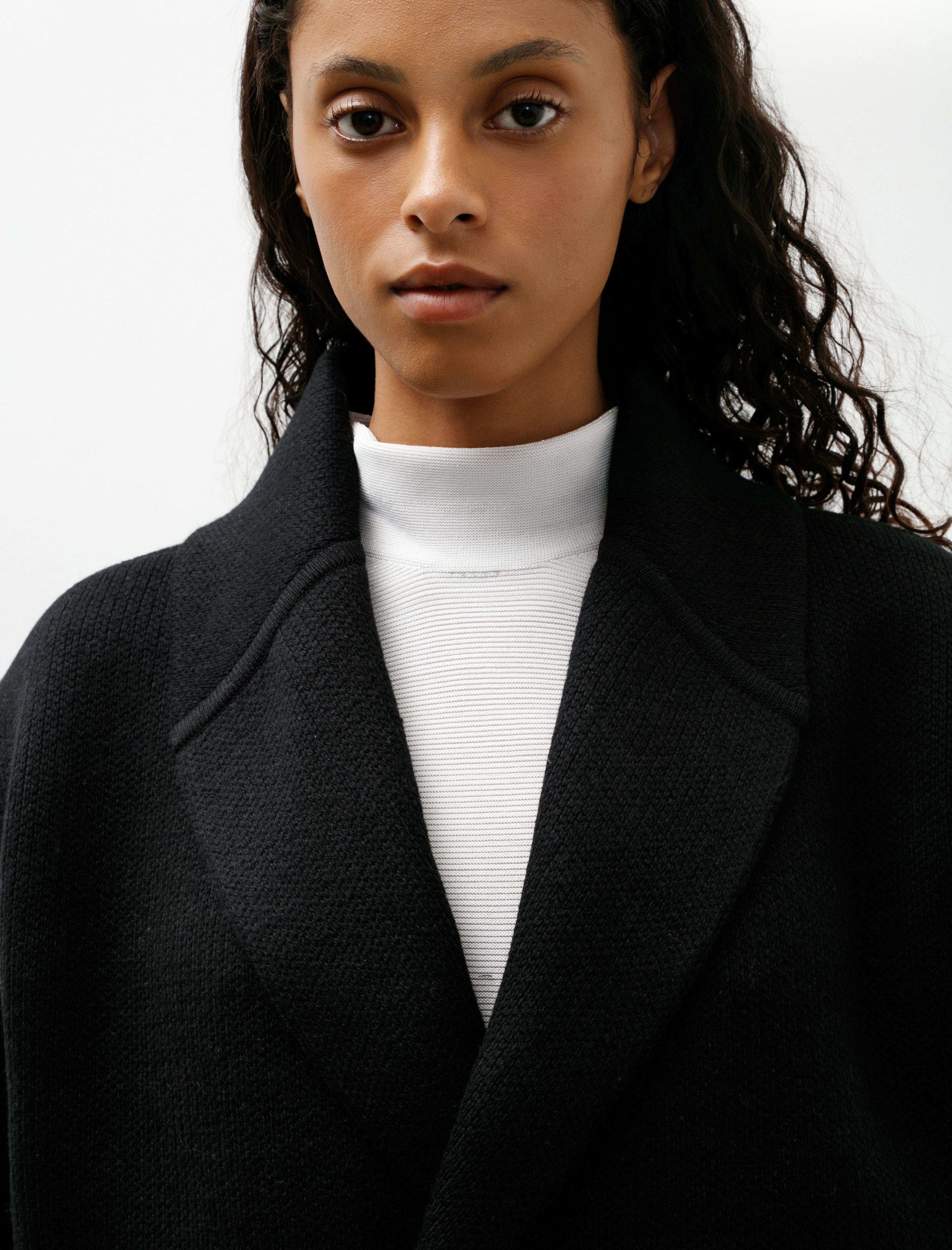 CFCL TW Inlay Shawl Collar Coat Black