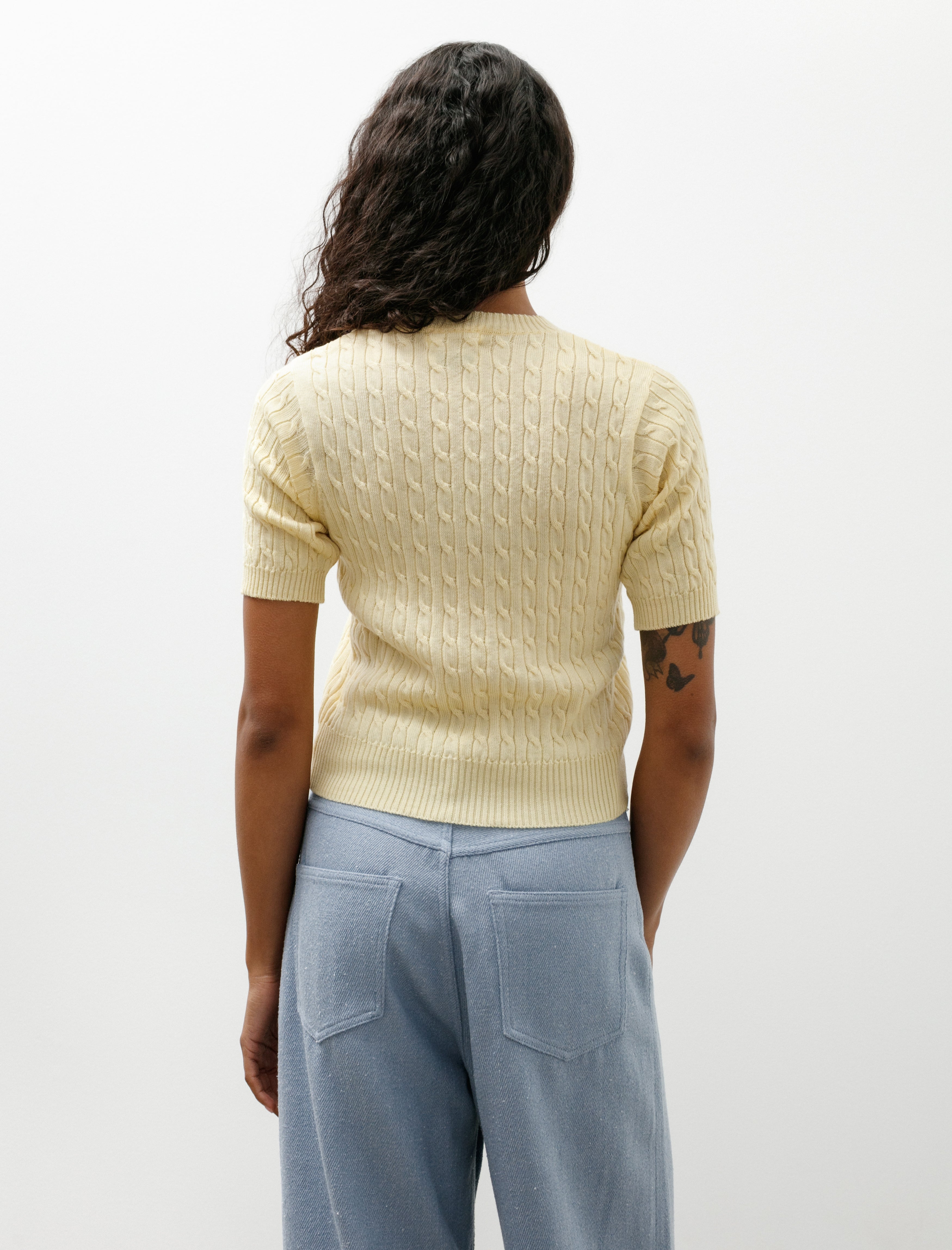 Ernie Palo Cable Half Sleeve Knit Yellow