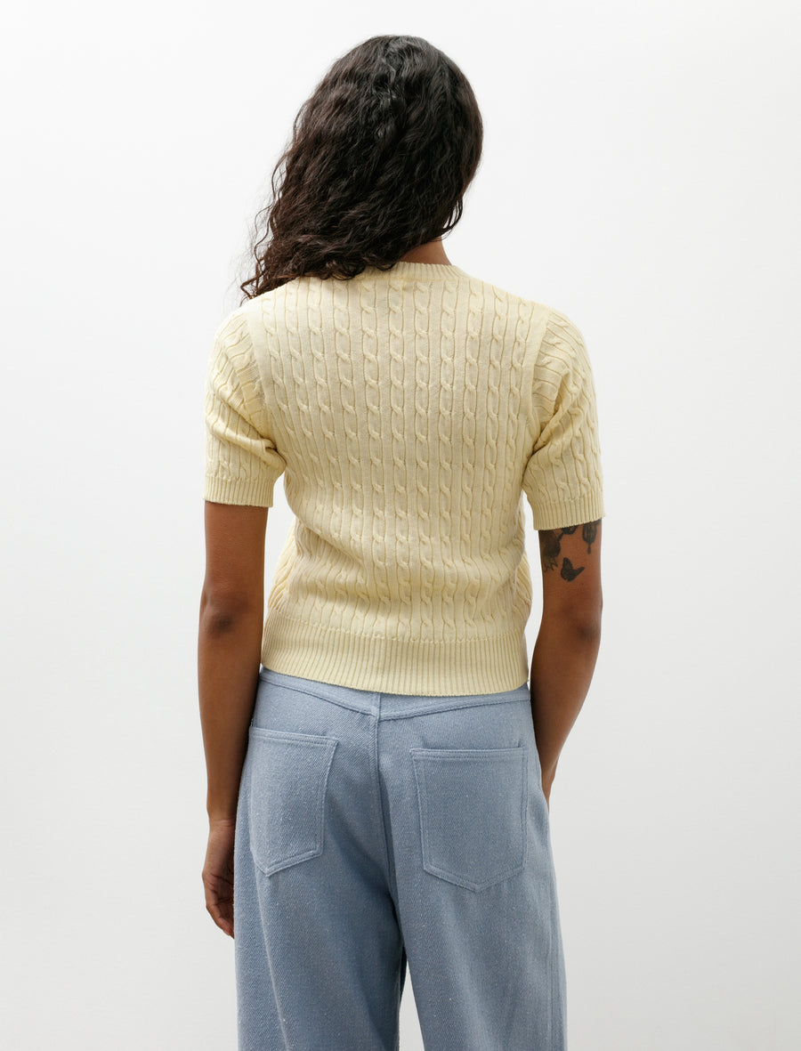 Cable Half Sleeve Knit Yellow - Image 2