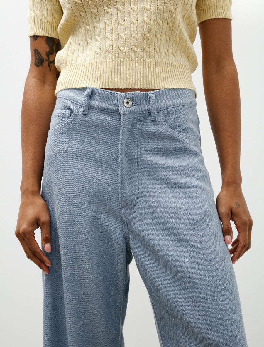 Silk Nep Denim 5P Wide Pants Light Blue - Image 7